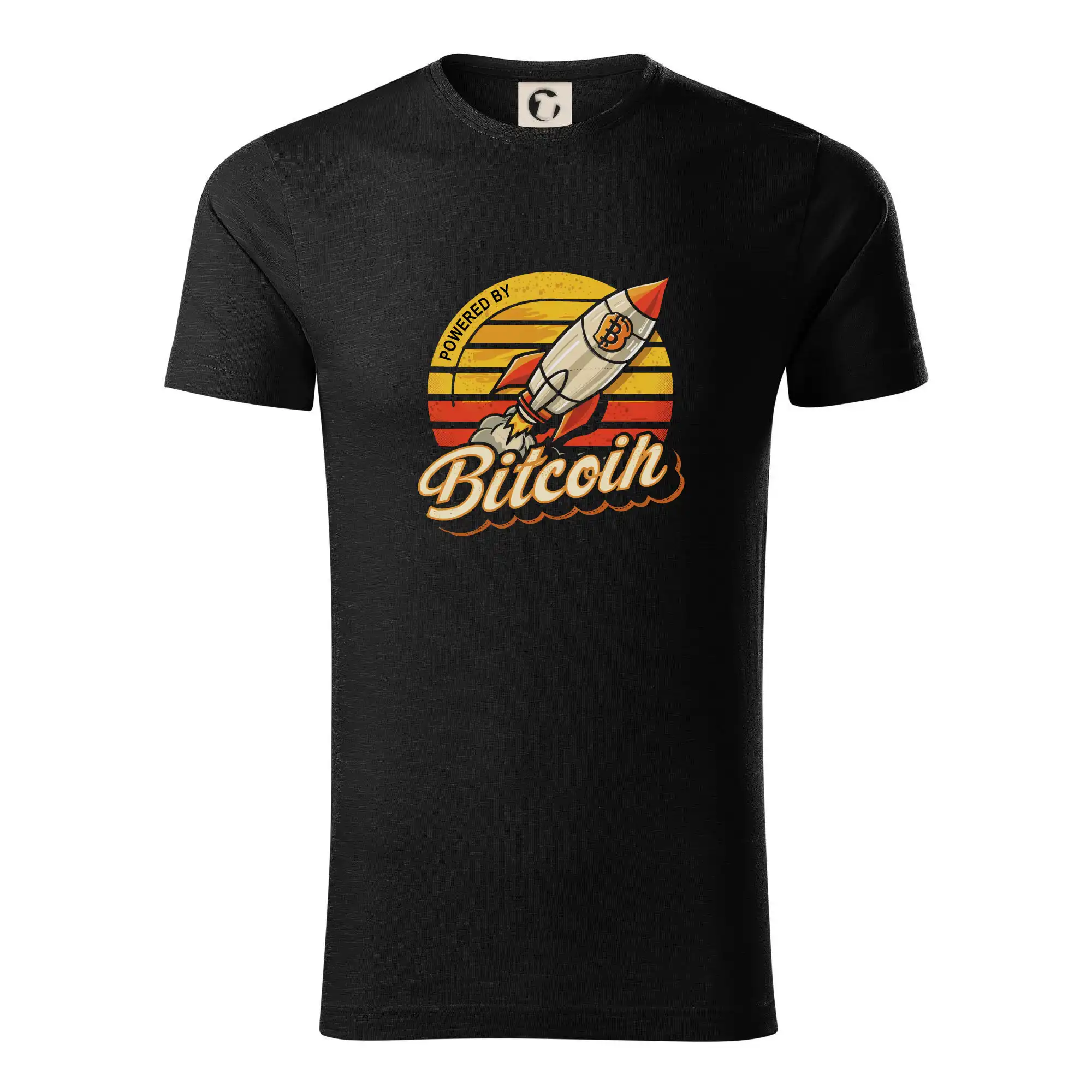 Powered by Bitcoin  bitcoin rocket - Tričko z organickej bavlny