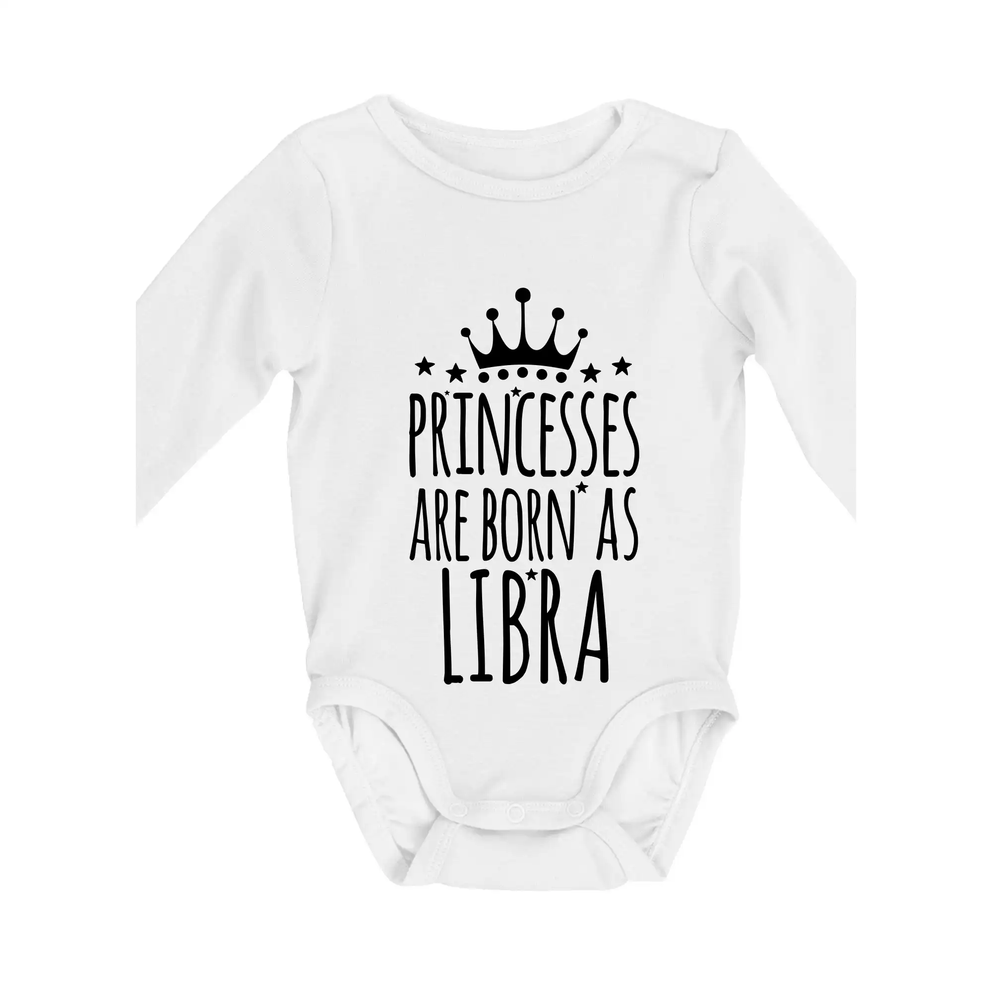 Tričká váhy - Princesses are born as Libra - Váhy - Body dojčenské s dlhým rukávom