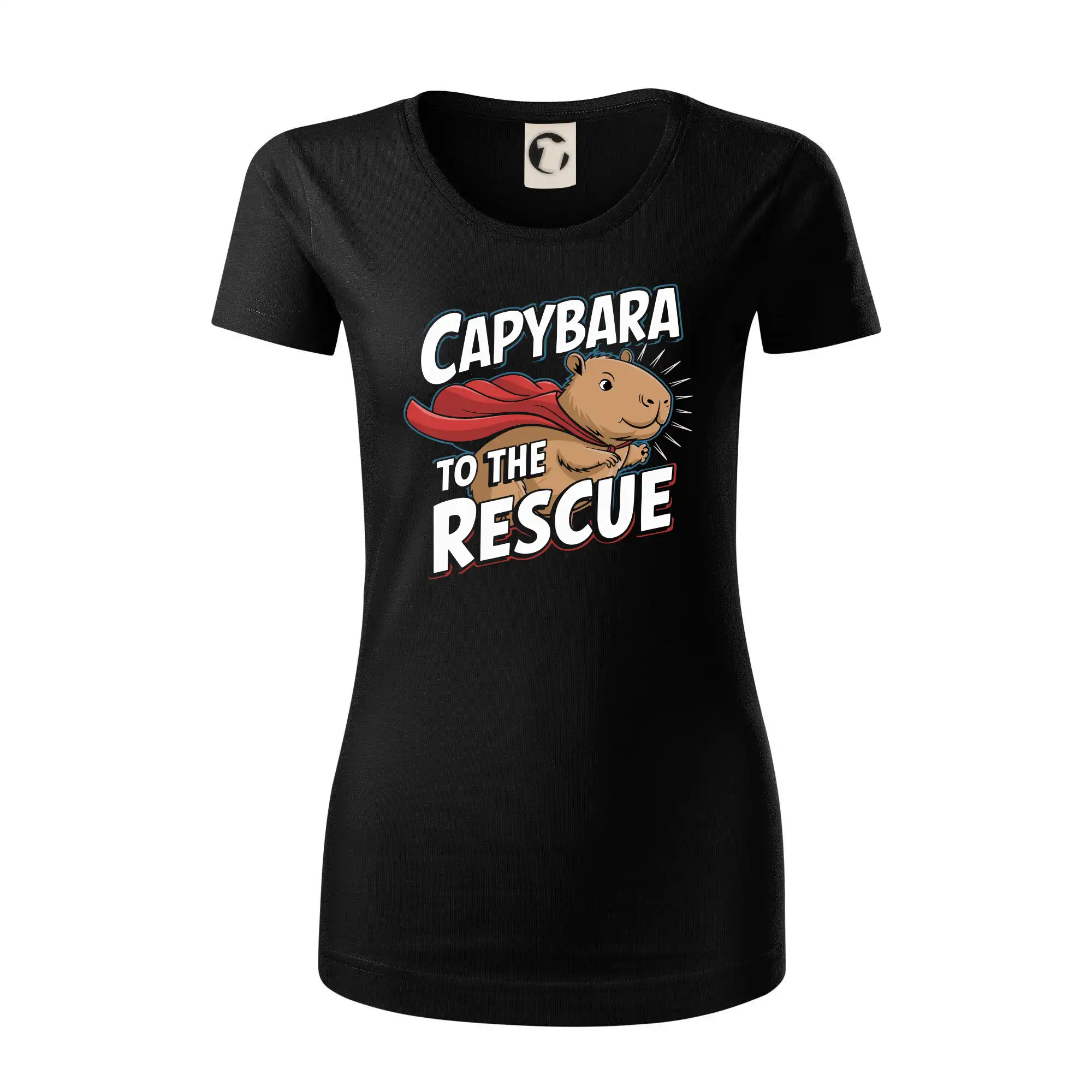 Tričká so zvieratami - Capybara to the Rescue - Dámske tričko z organickej bavlny Origin (GOTS)