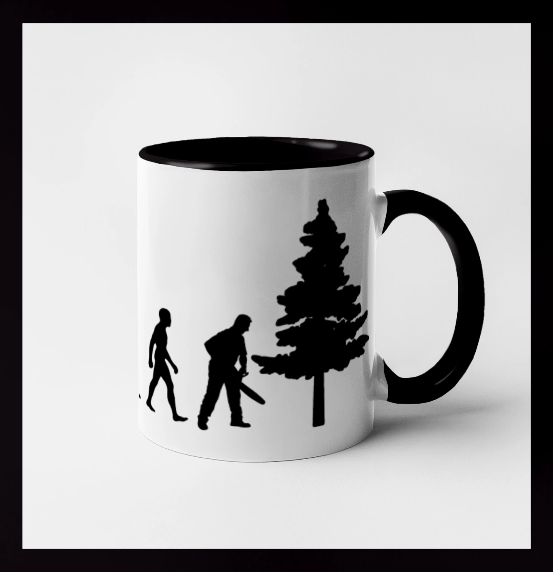 Evoluce dřevorubec - pila a strom