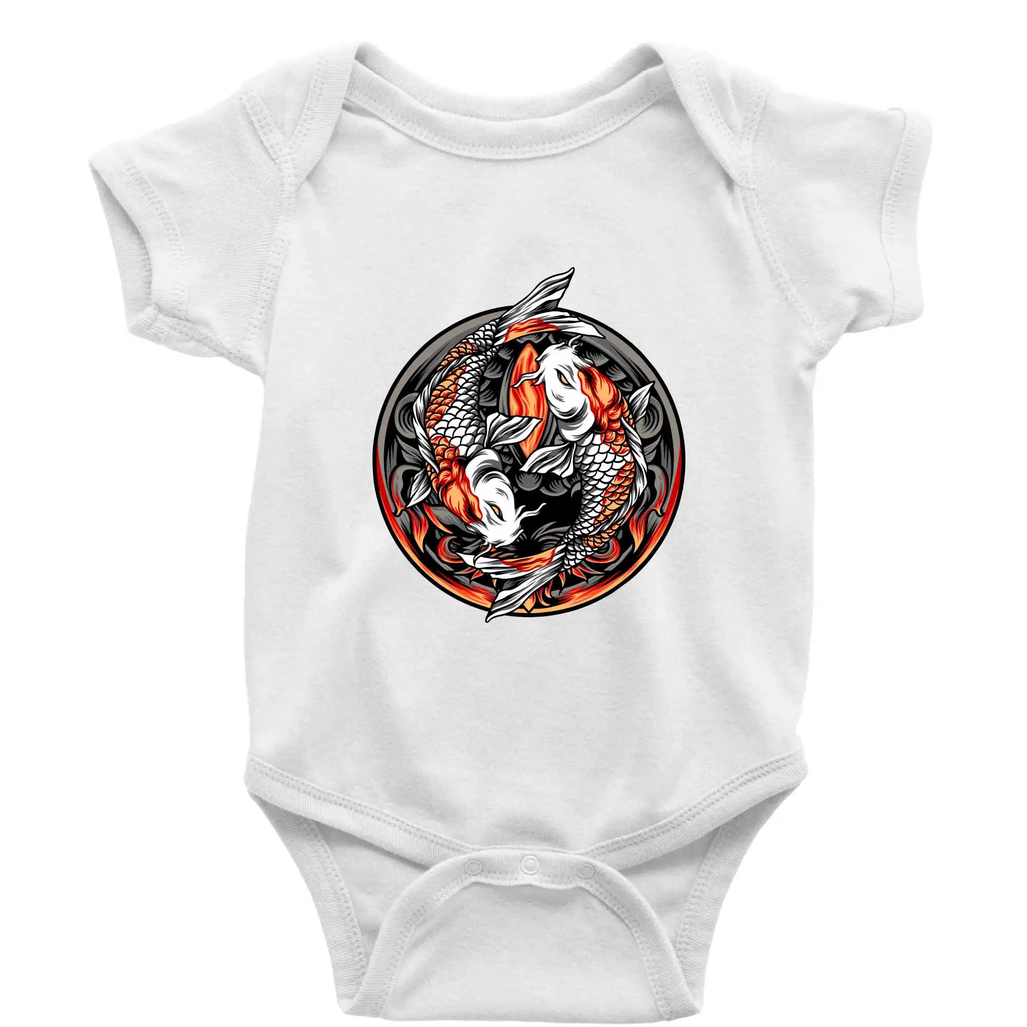 Tričká ryby - Yin & Yang Koi kapor - oranžový - Body dojčenské s krátkym rukávom