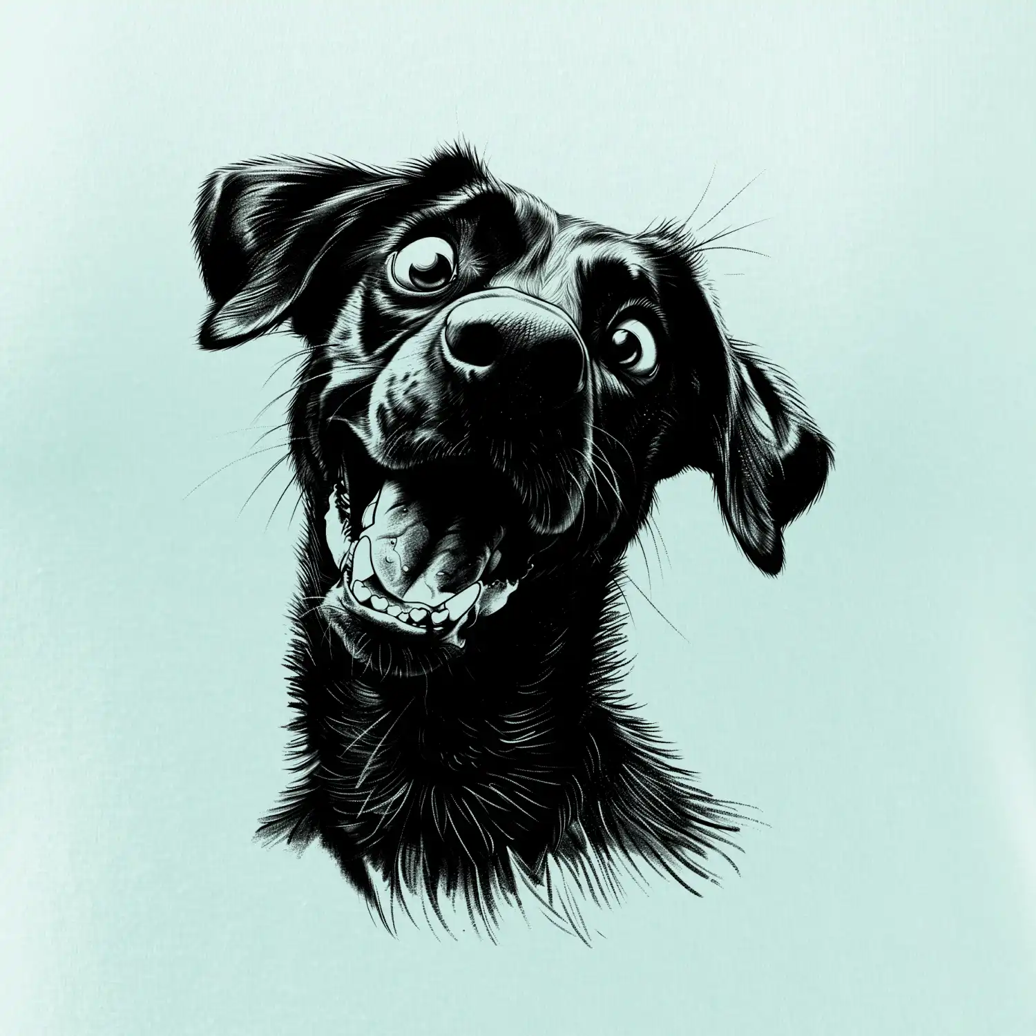 Černobílá karikatura Labrador tmavý