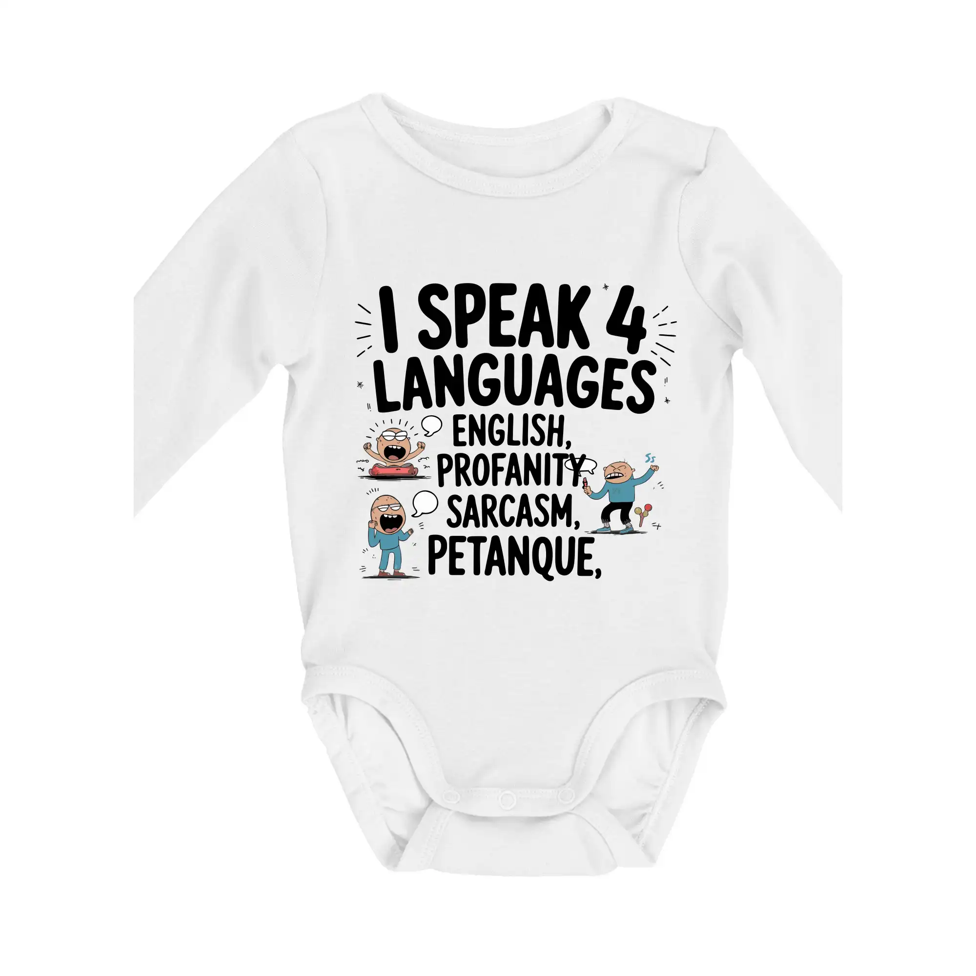 Ostatné športy - I speak 4 language - Petanque - Body dojčenské s dlhým rukávom