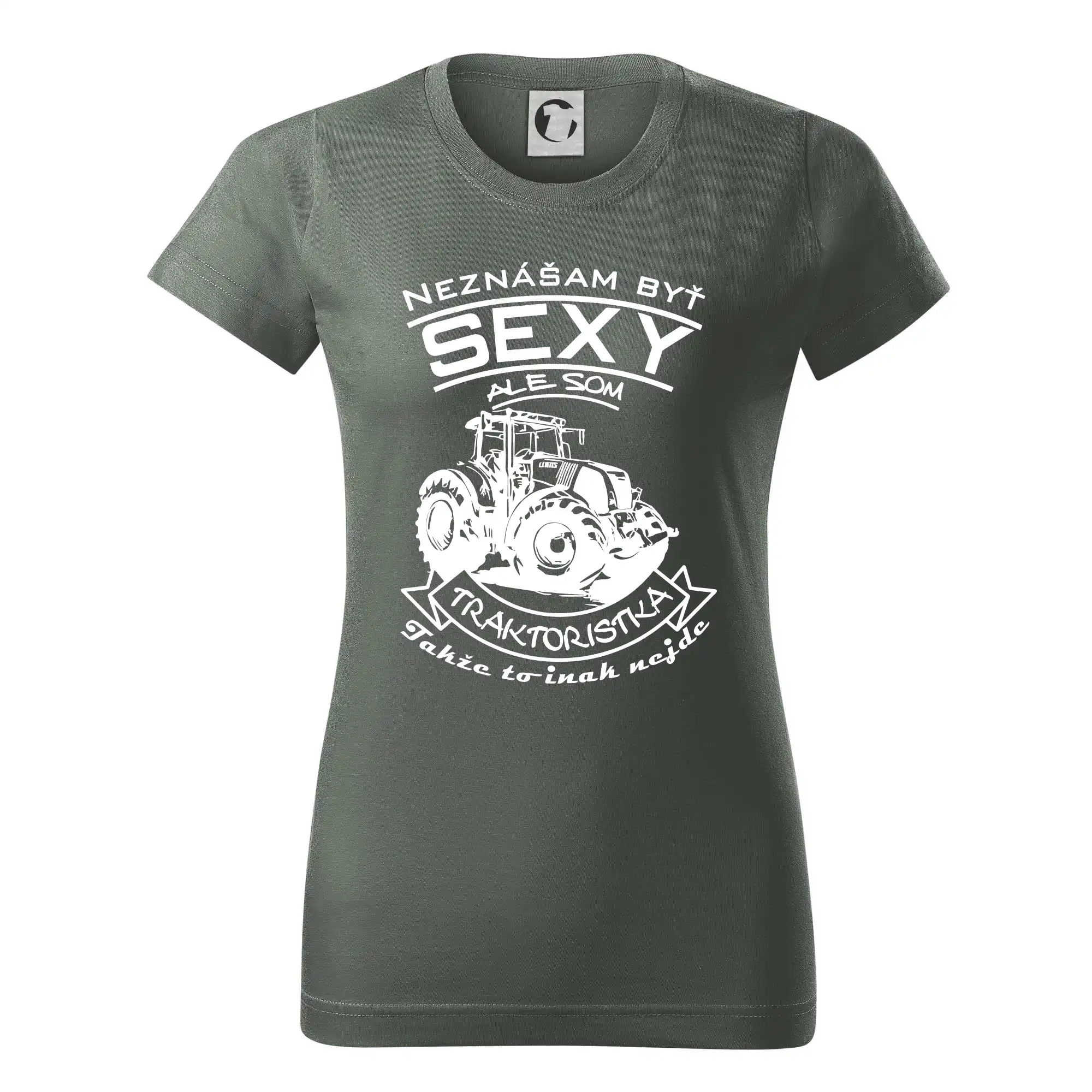 Neznášam byť sexy - Neznášam byť sexy - Traktoristaka - Traktor - Dámske tričko basic - ľahko voľnejšie a dlhšie