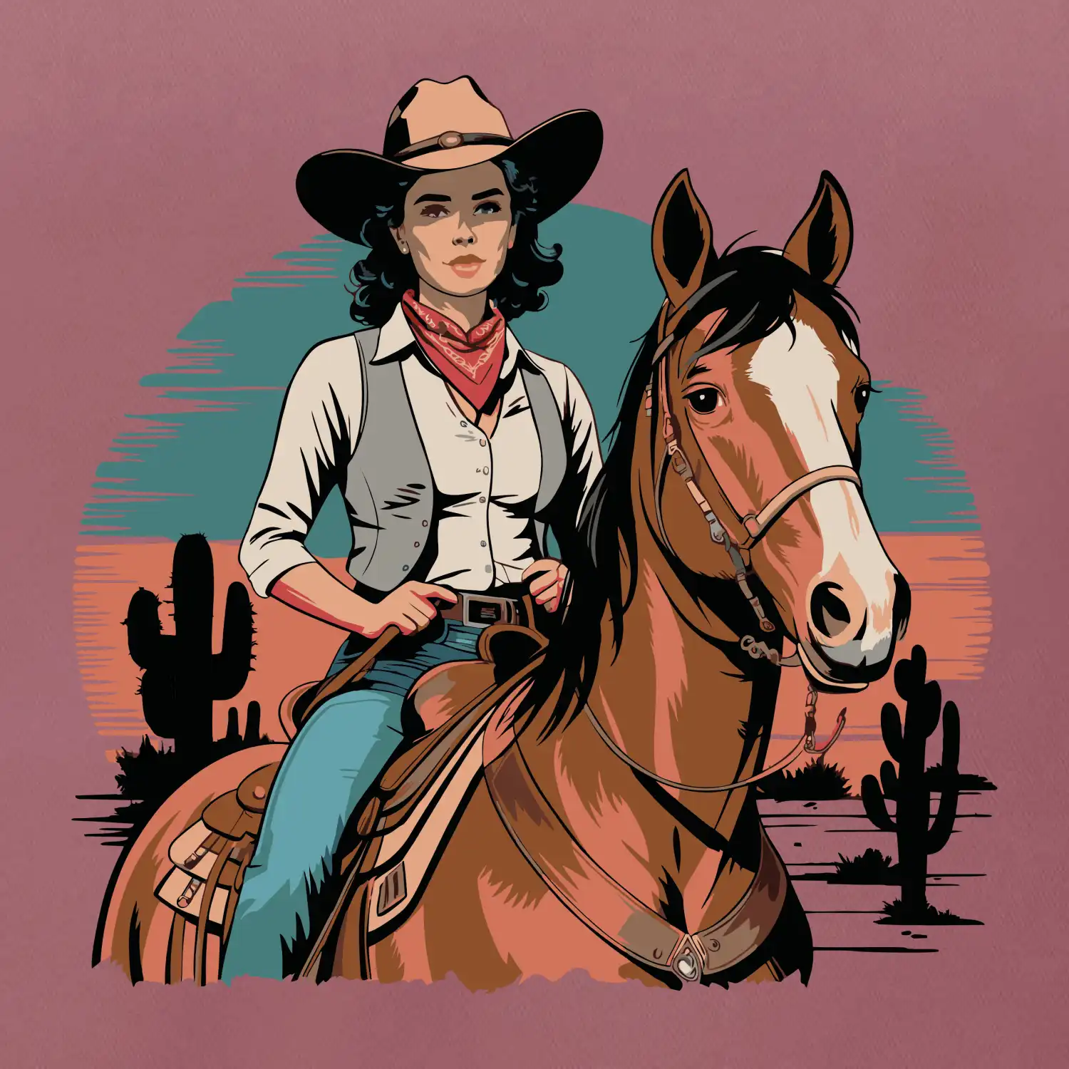 Cowgirl vintage na koni