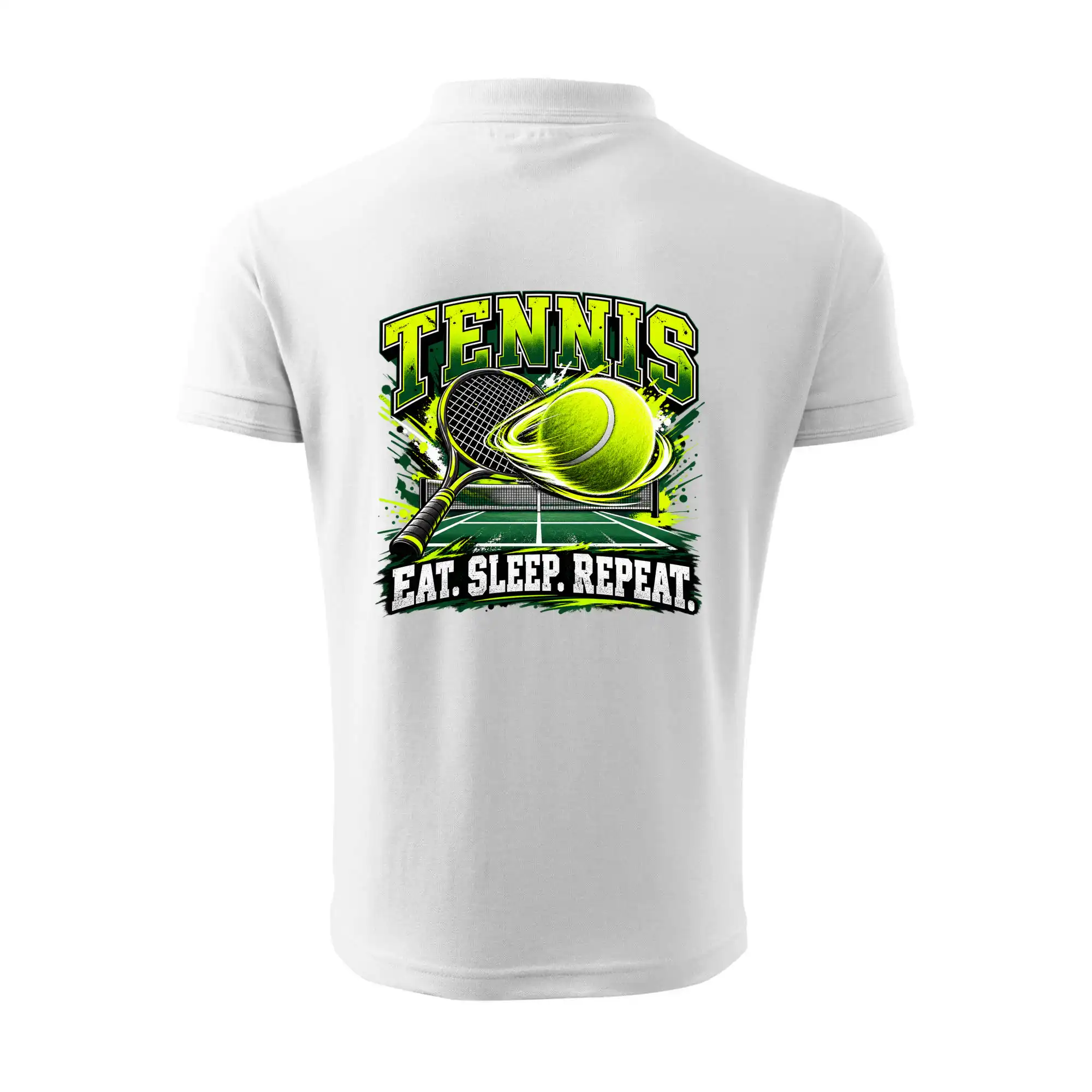 Tenisová raketa a míček eat sleep repeat