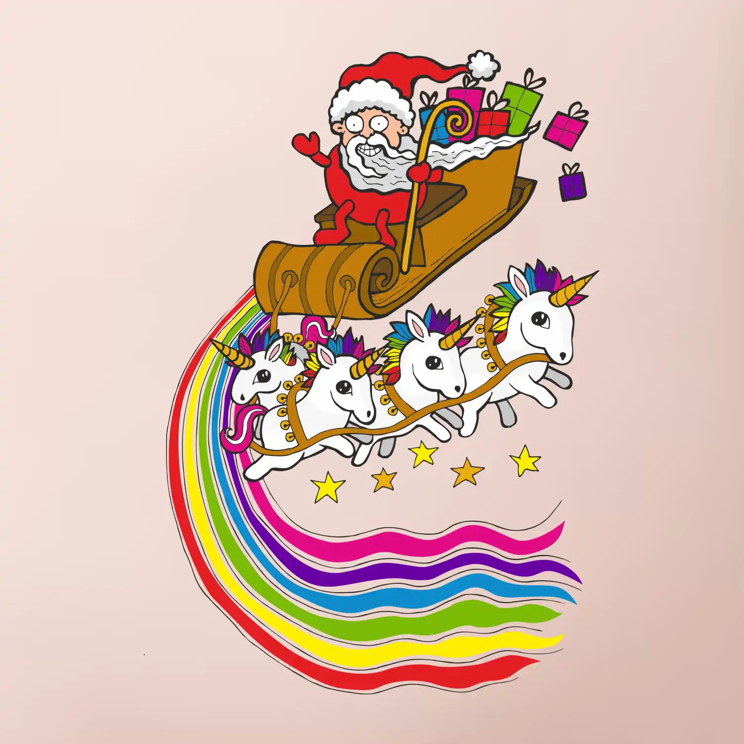 Santa a jednorožci (Pecka design)