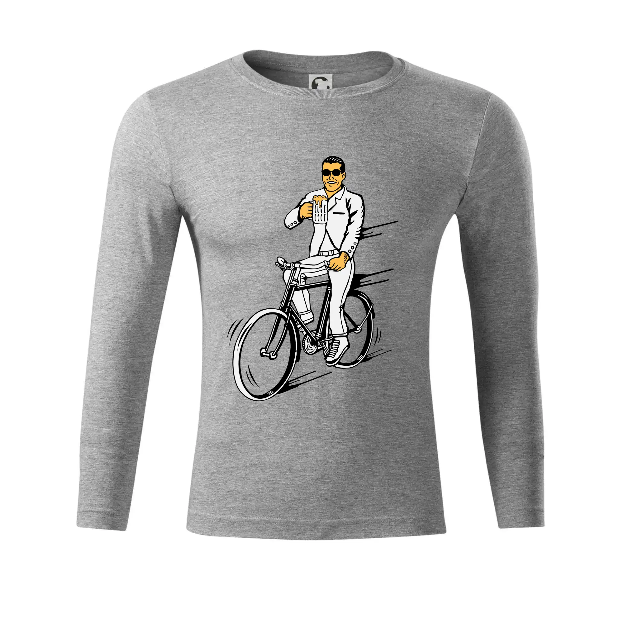 Tričko ako darček pre cyklistu - Gentleman na bicykli s pivom - Tričko Progress s dlhým rukávom