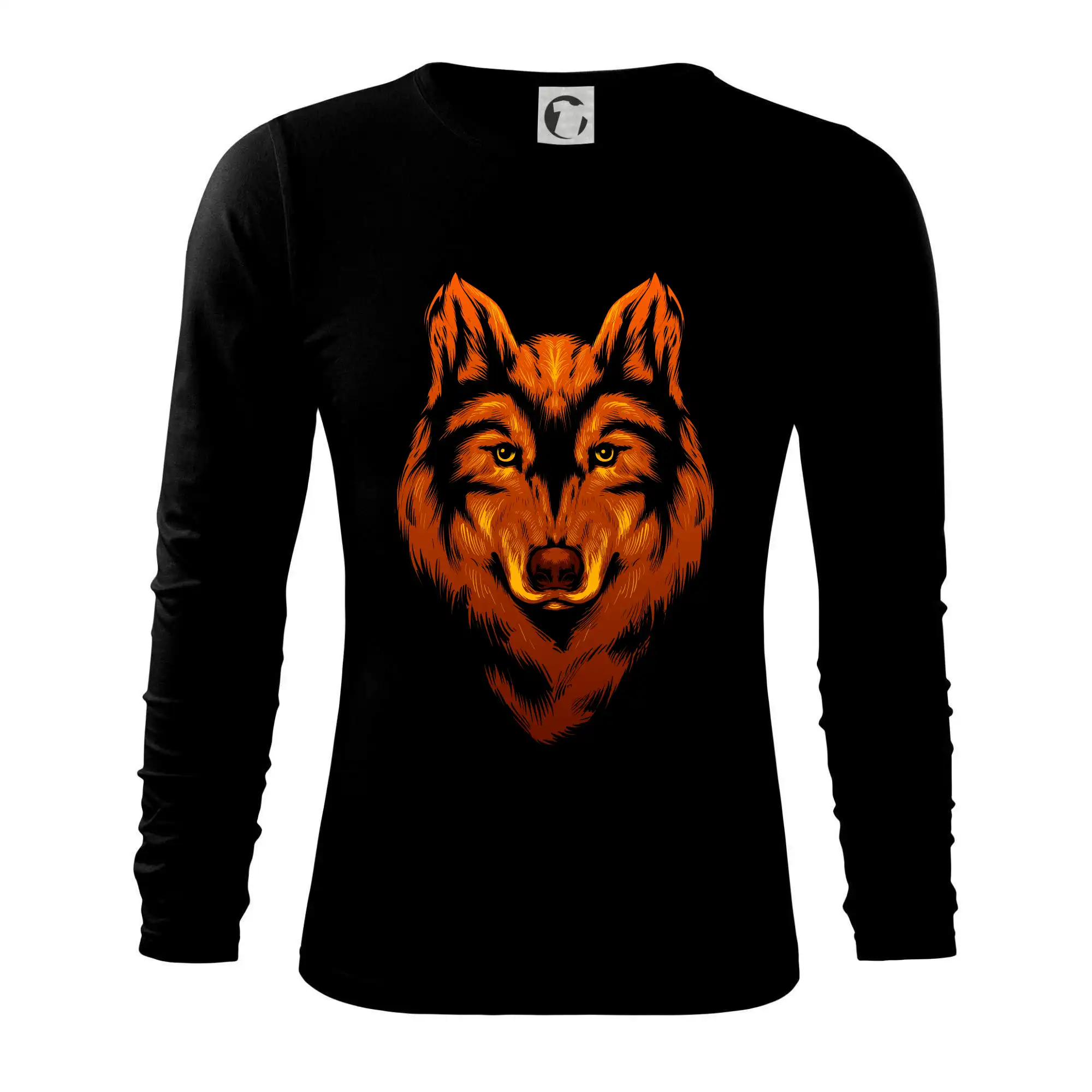 Tričká s vlkom - Ohnivá hlava vlka - Tričko s dlhým rukávom FIT-T long sleeve
