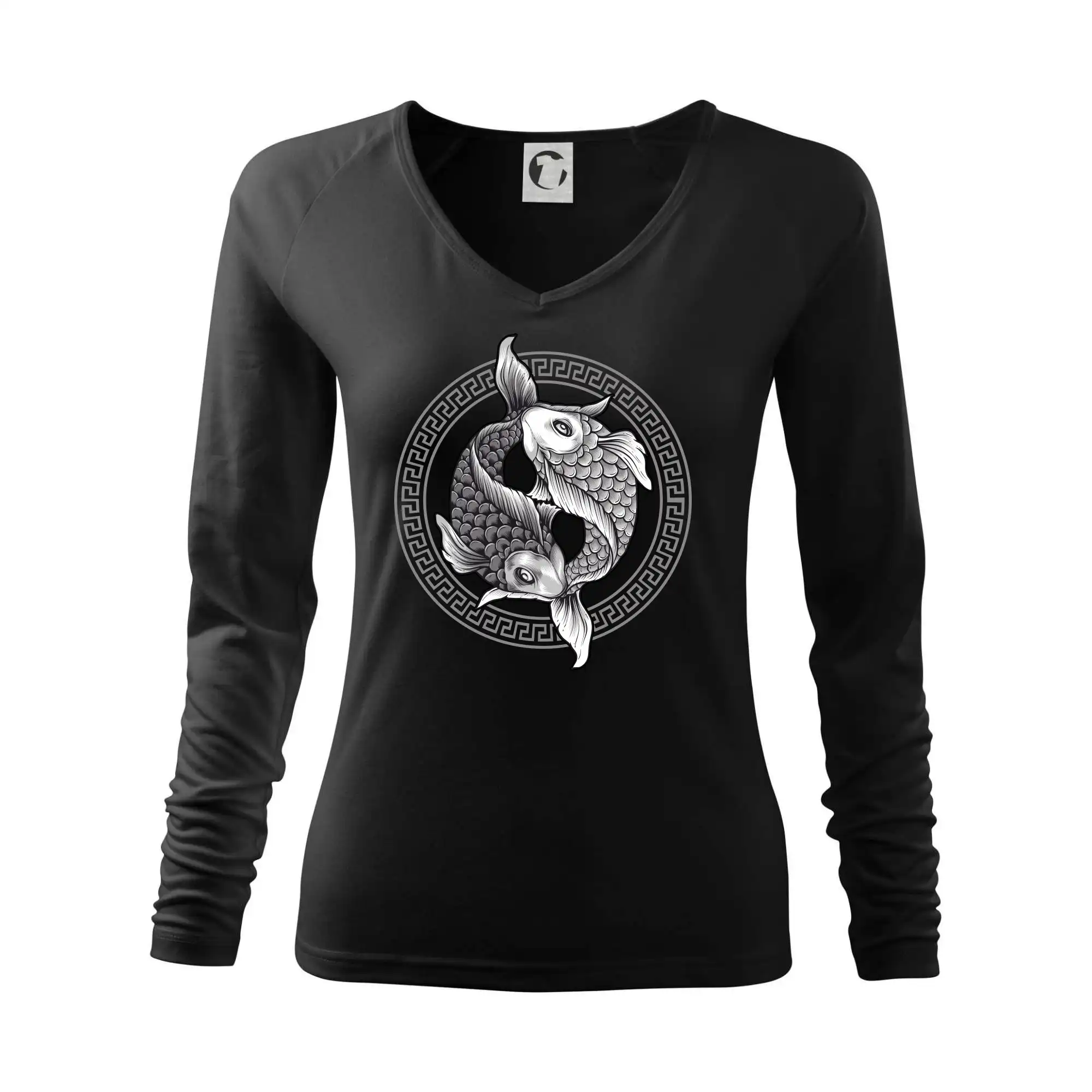 Tričká pre rybárov s potlačou - Yin & Yang ryby čiernobiele - Tričko dámske Elegance