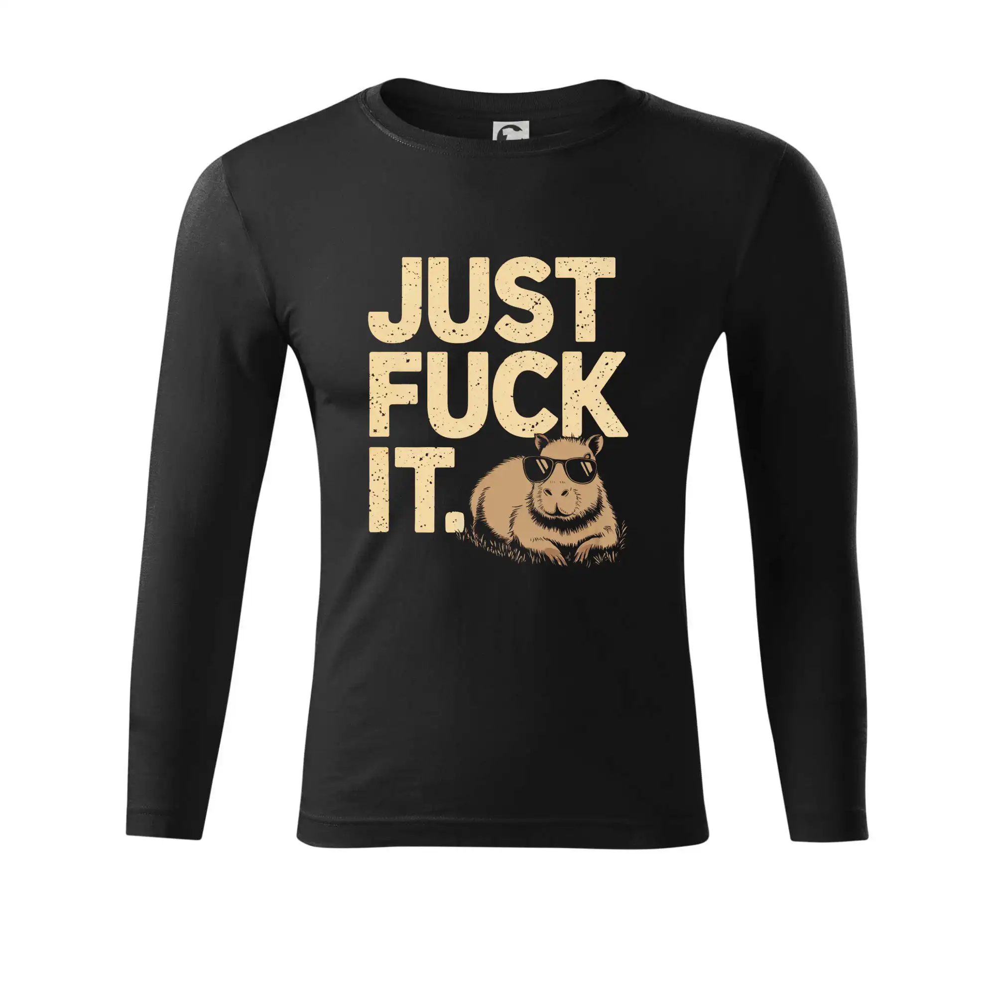Tričká so zvieratami - Capybara Just fuck it - Tričko Progress s dlhým rukávom