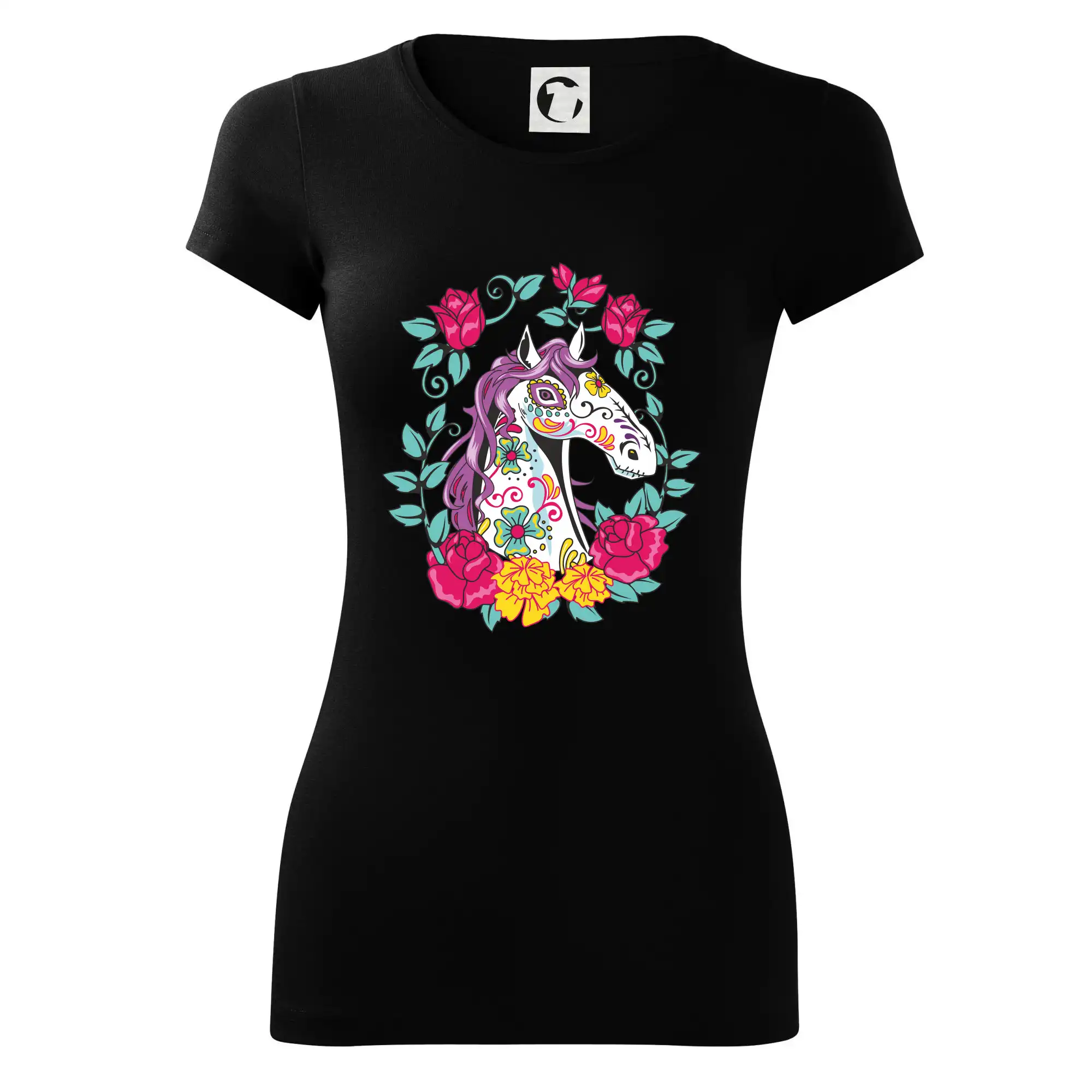 Kůň barevný s květinami