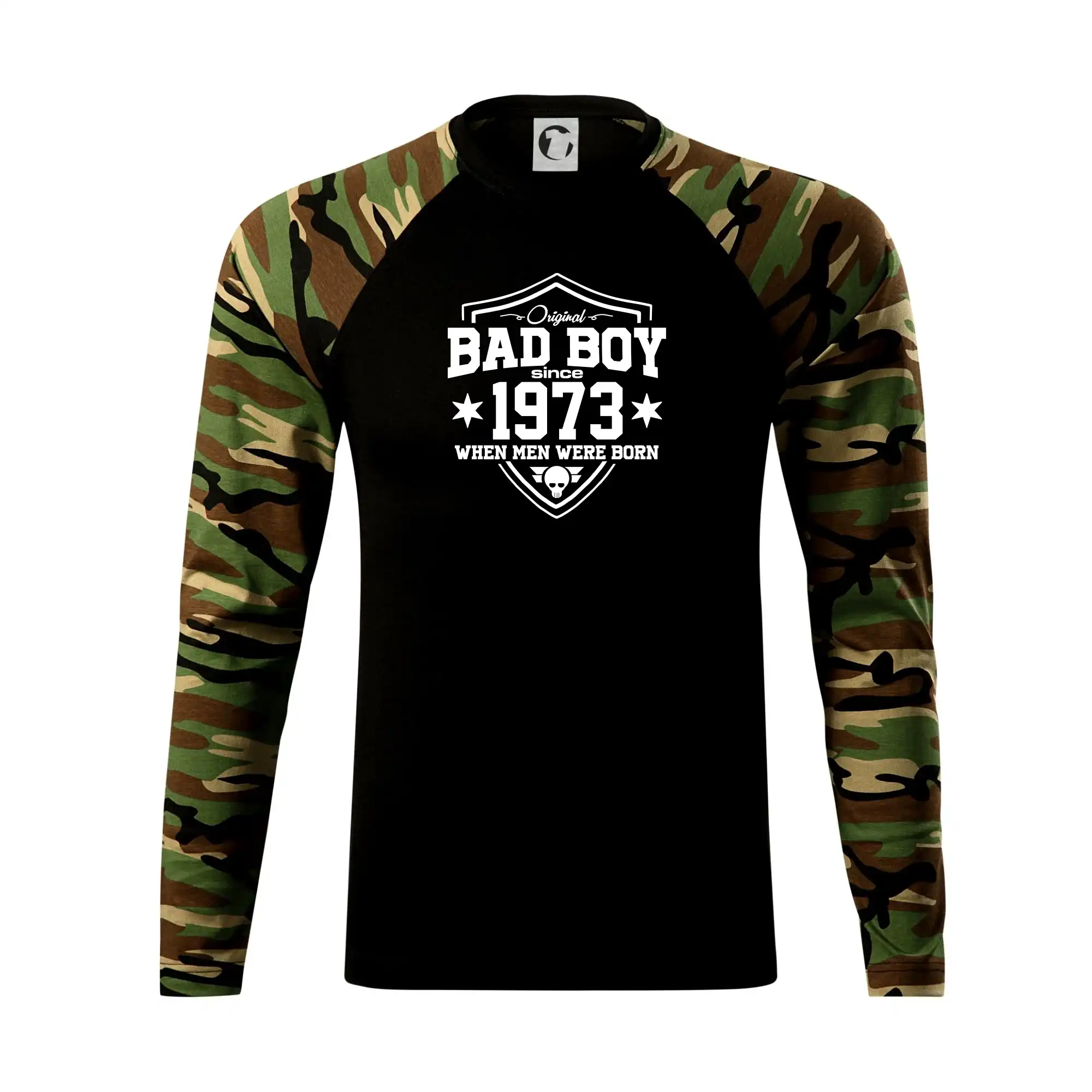 Tričká k narodeninám - Bad boy since 1973 - Camouflage LS
