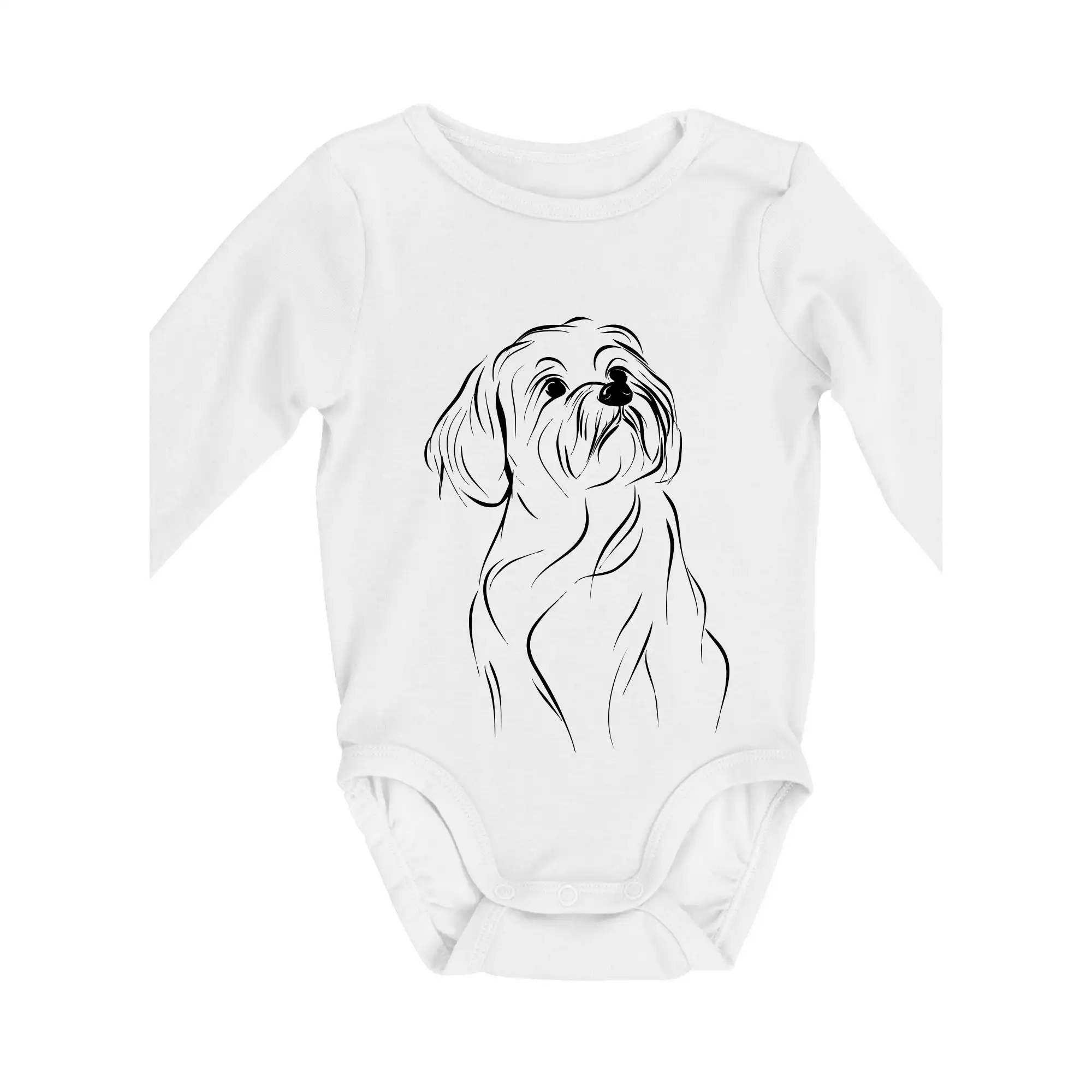 Ostatné psie plemená - Lhasa Apso čierny nákres slabej linky - Body dojčenské s dlhým rukávom