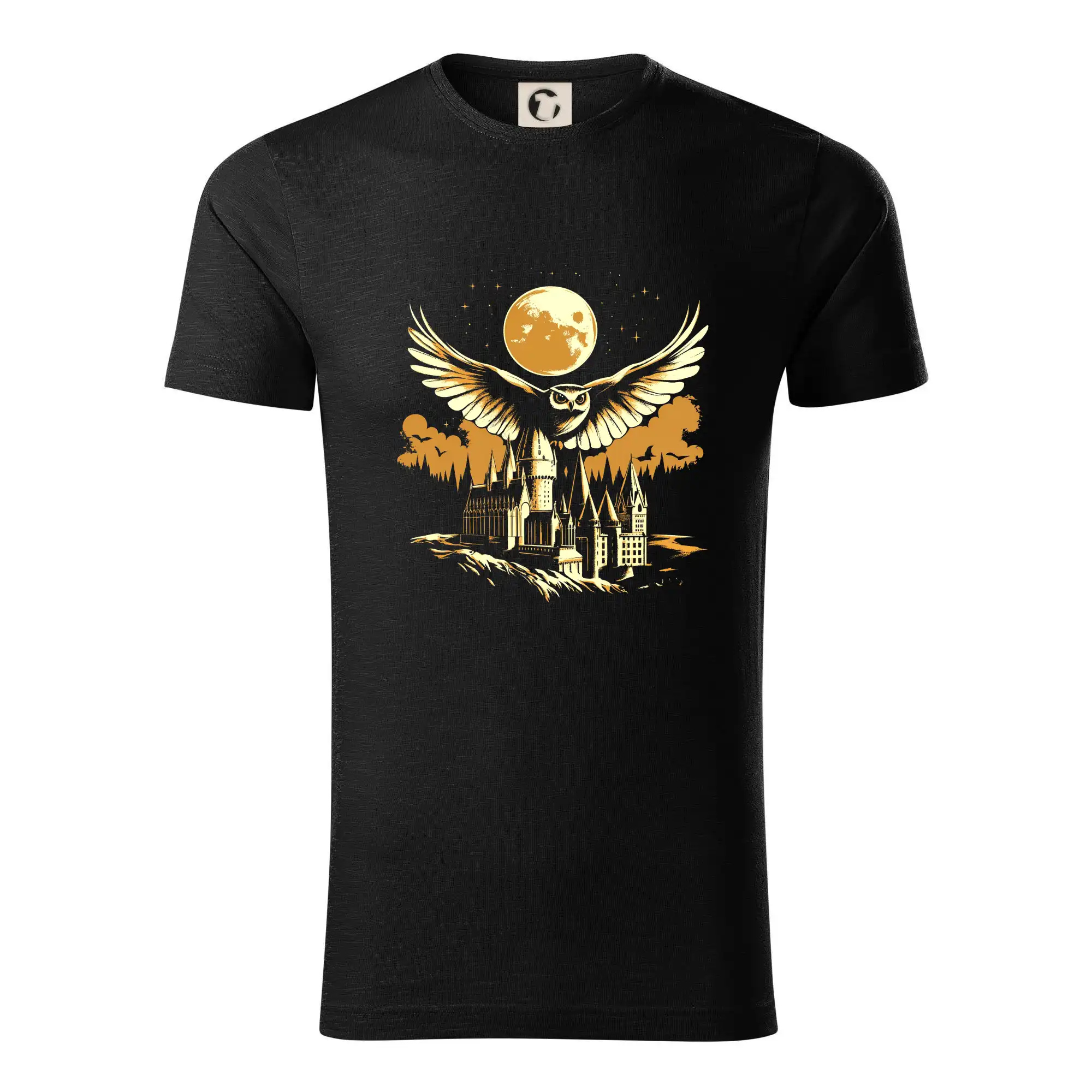 Filmové tričká - Harry - hrad a sova - Tričko z organickej bavlny