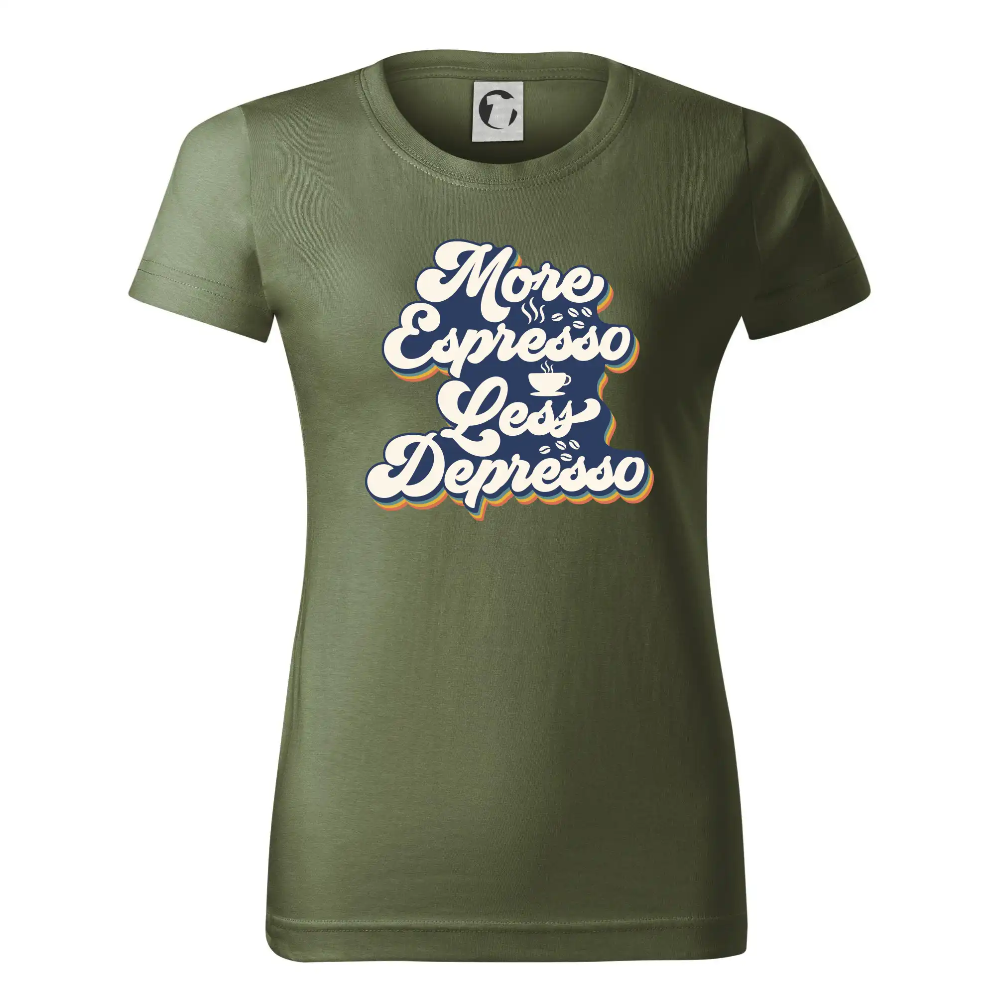 Motívy pre baristu a milovníkov kávy - More espresso less depresso - Dámske tričko basic - ľahko voľnejšie a dlhšie