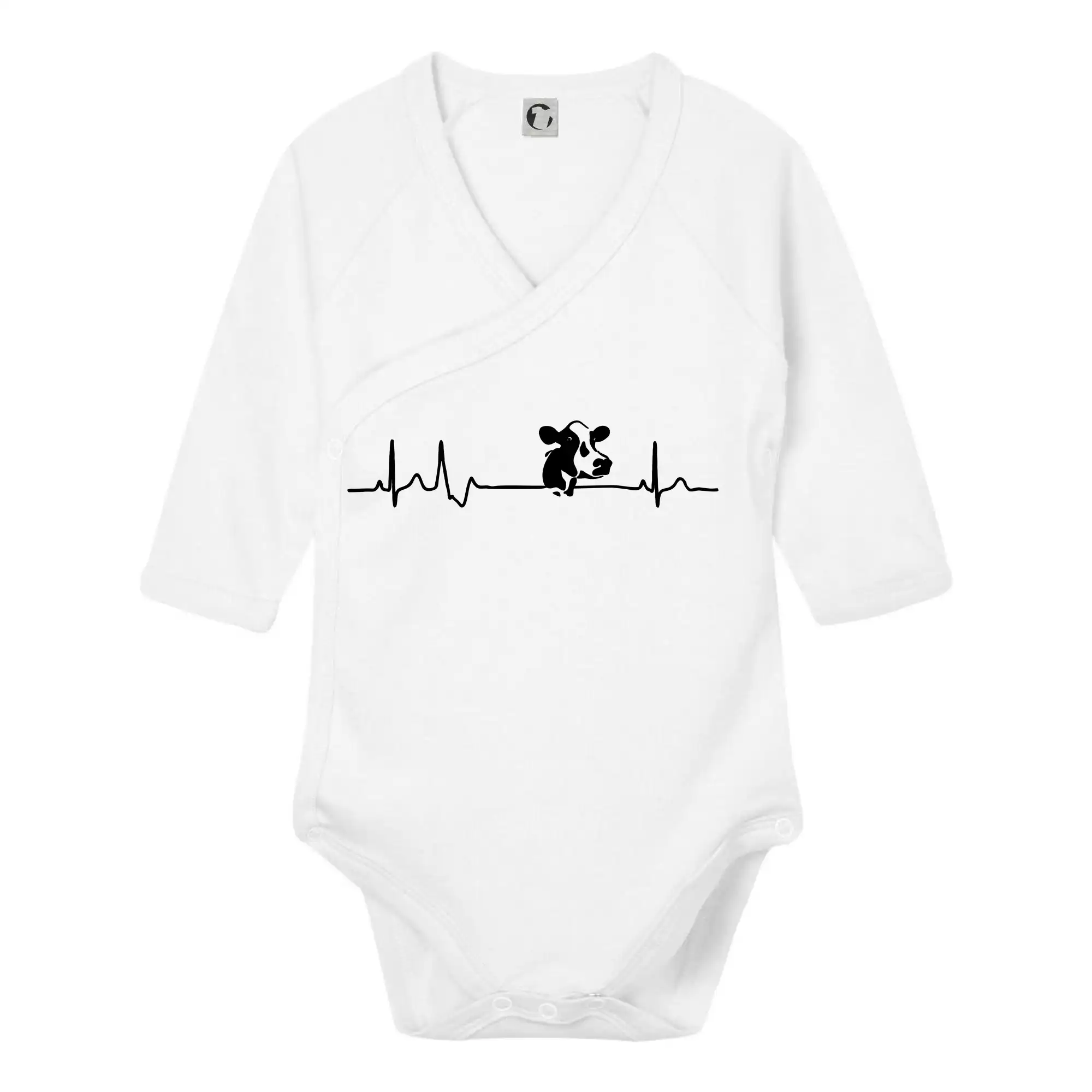 Tričká s kravou - Krava EKG - Body zavinovacie s dlhým rukávom