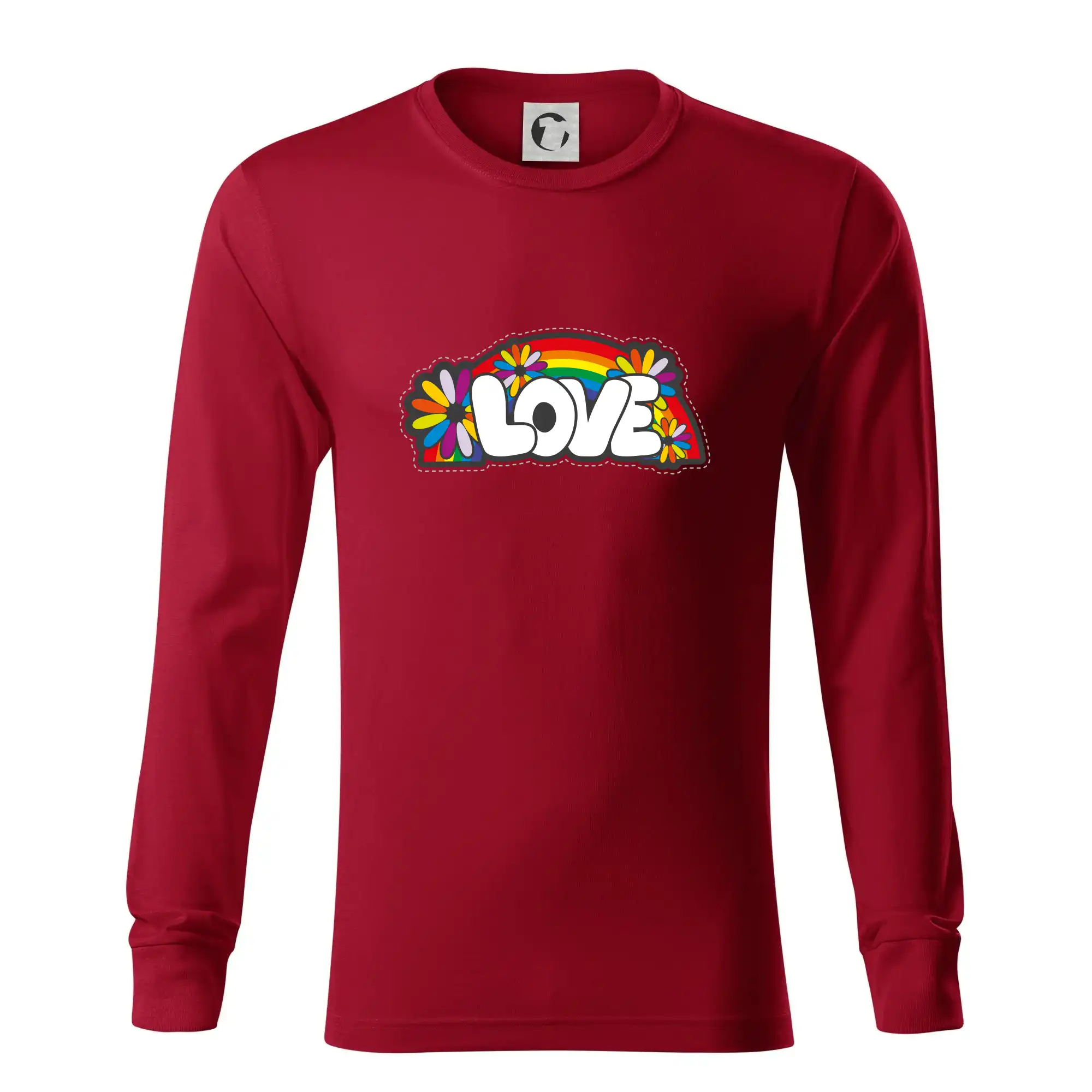 Tričká pre pohodový ľudí - Love s dúhou v pozadí - Tričko s dlhým rukávom LS R05