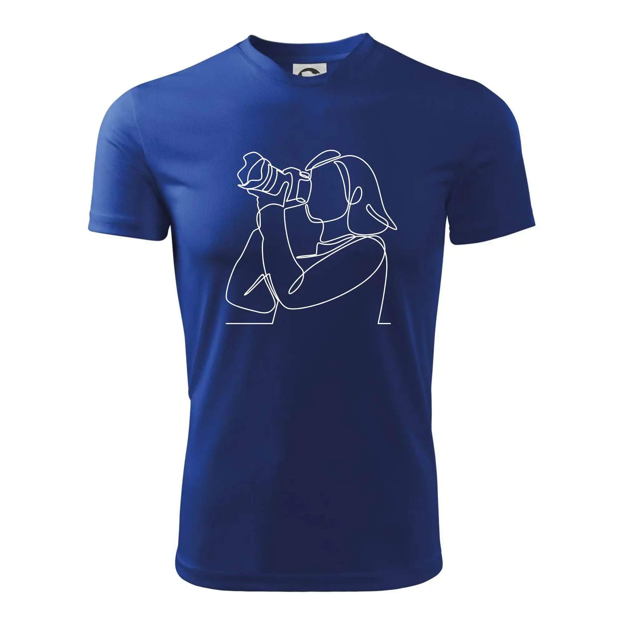 Fotografka stojící jedním tahem