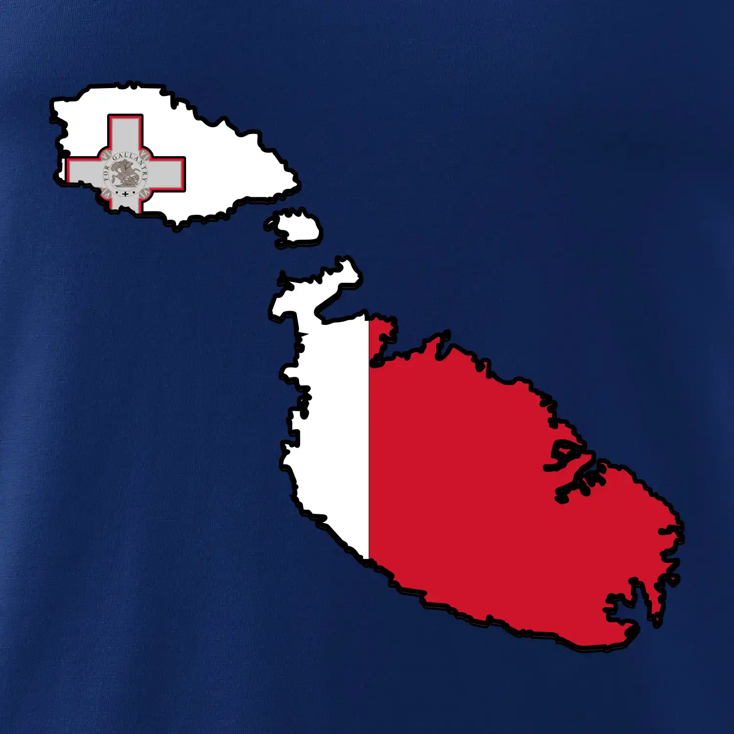 Mapa Malta s vlajkou