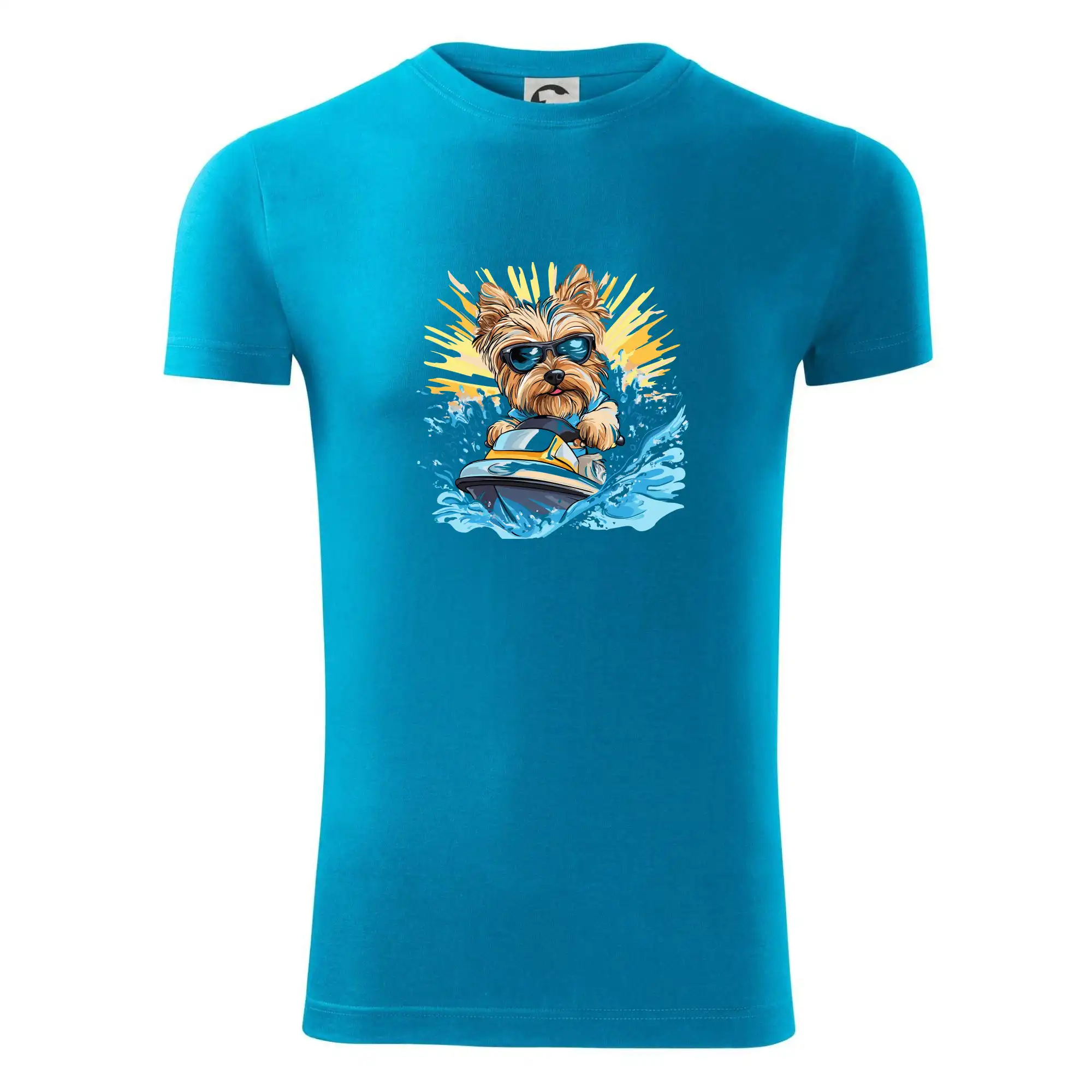 Yorkšírský teriér na vodním skútru