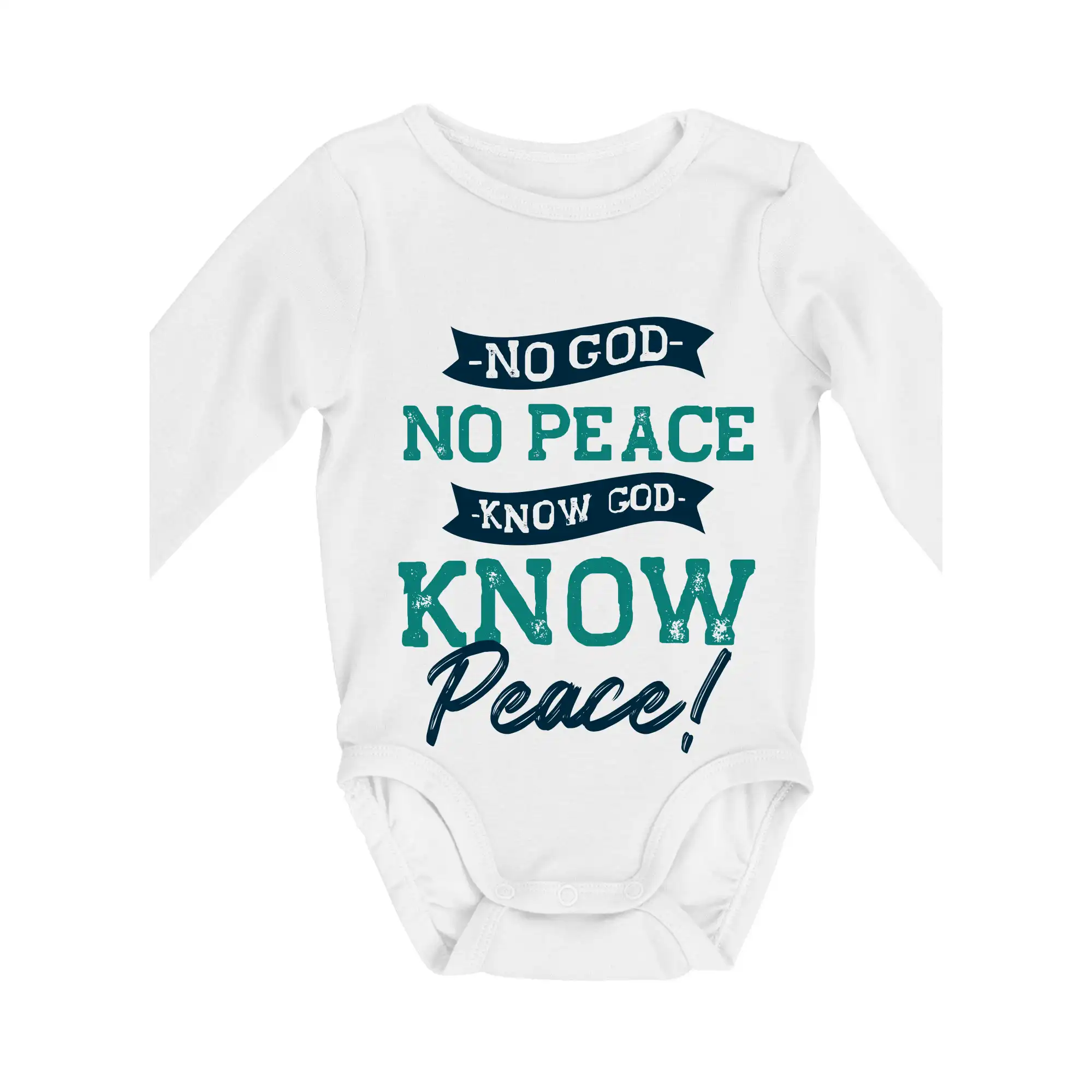 No God no peace, know God know peace - Body dojčenské s dlhým rukávom