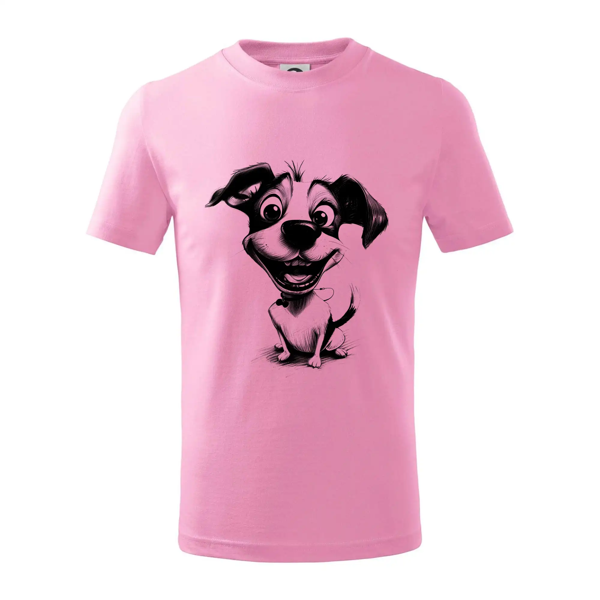 Jack Russell Teriér na tričku - Čiernobiela karikatúra Jack Russell teriér - Tričko detské bavlnené