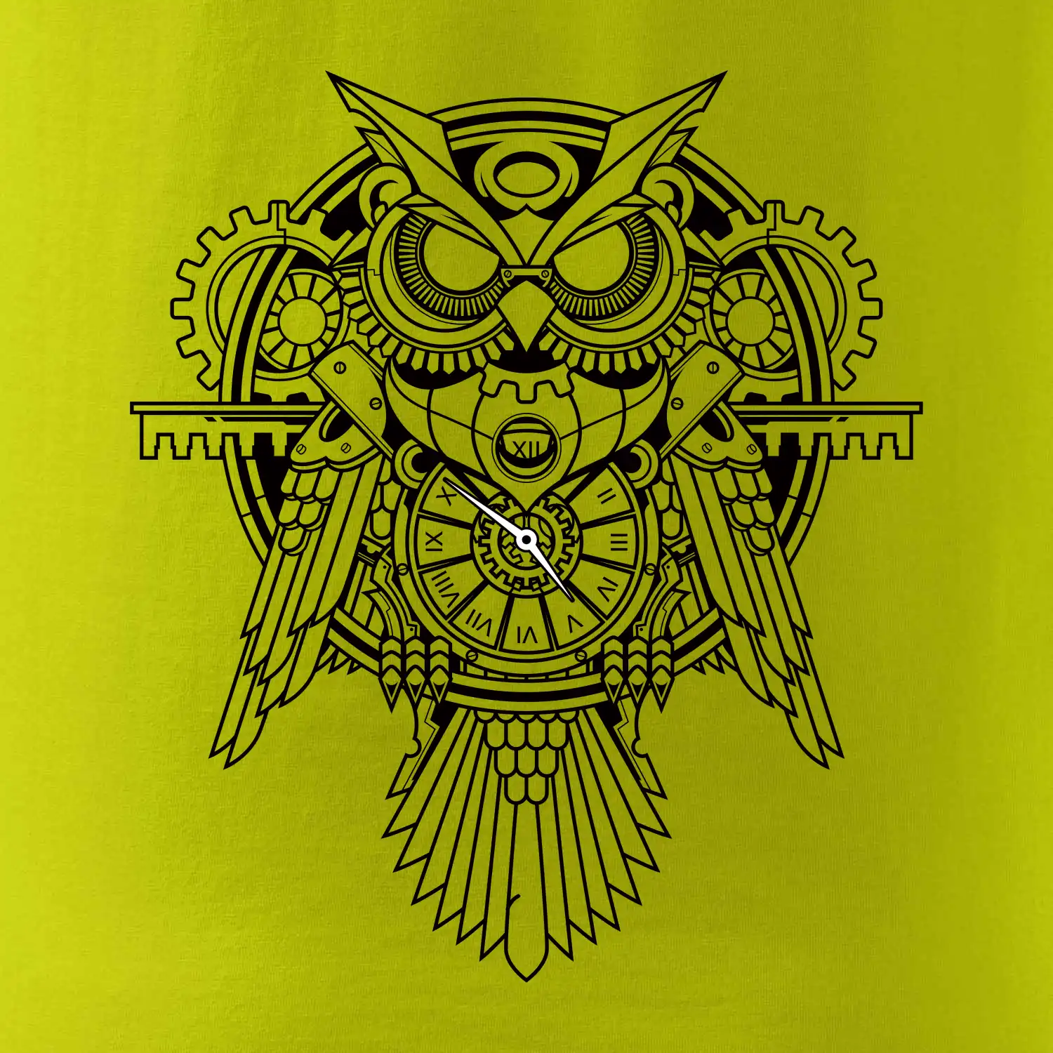 Steampunk sova černobílá