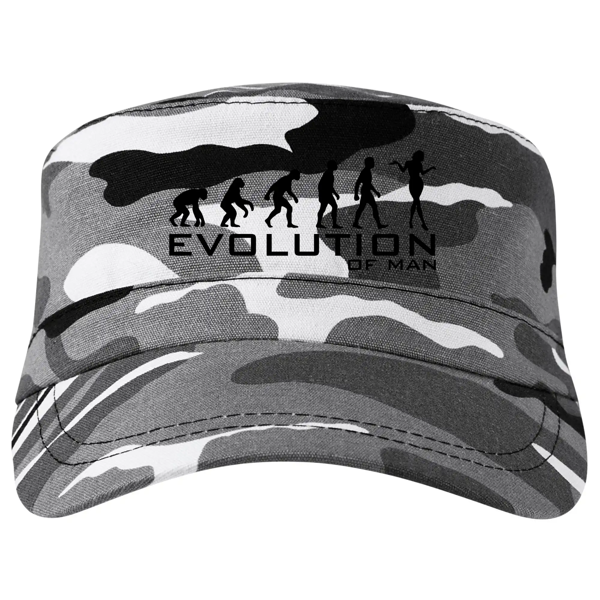 Tričká s potlačou evolúcia - Evolúcia muže - Šiltovka CAMO