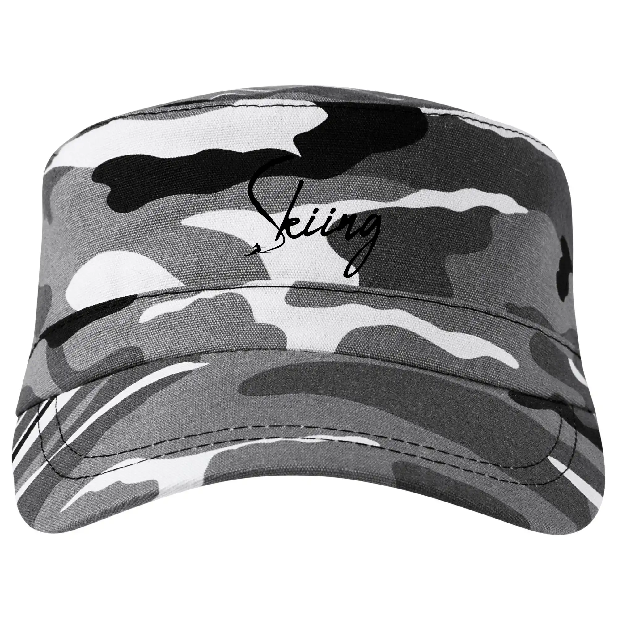 Lyže a Snowboard - Skiing nápis lyžiar - Šiltovka CAMO