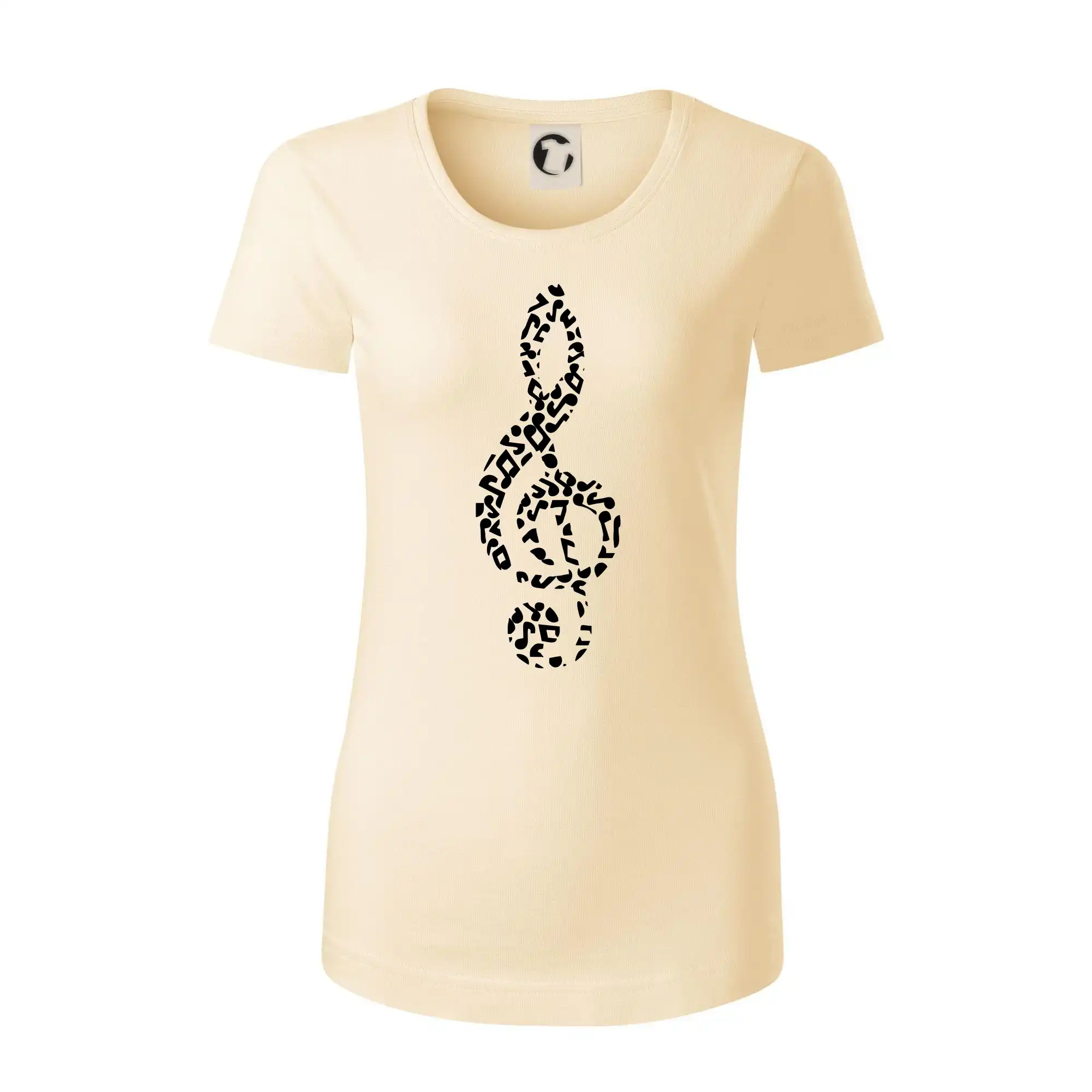 Hudobné tričká - Husľový kľúč z nôt - Dámske tričko z organickej bavlny Origin (GOTS)