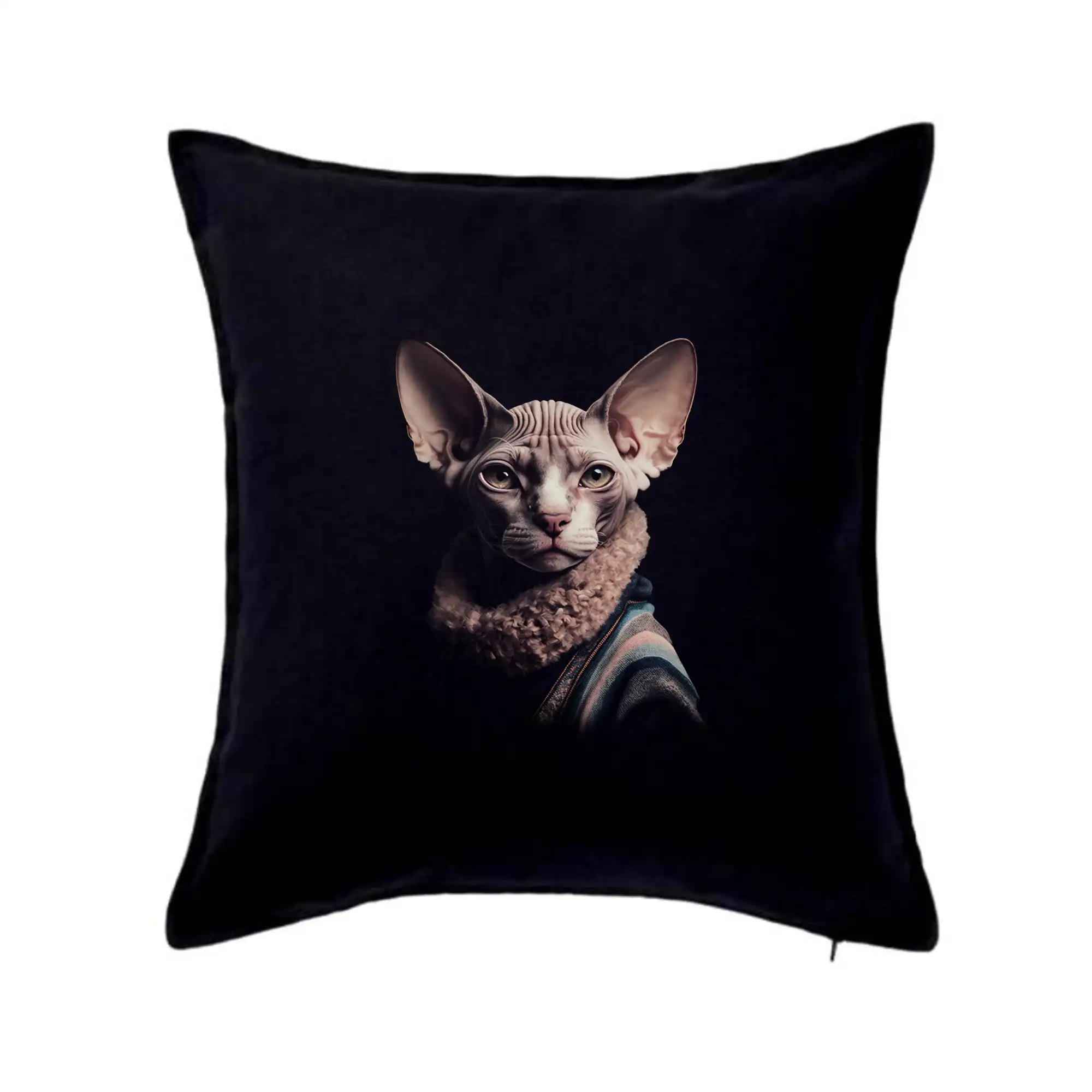 Vtipná tričká s mačkou - Kočka sphynx s límcem - Vankúš 50x50