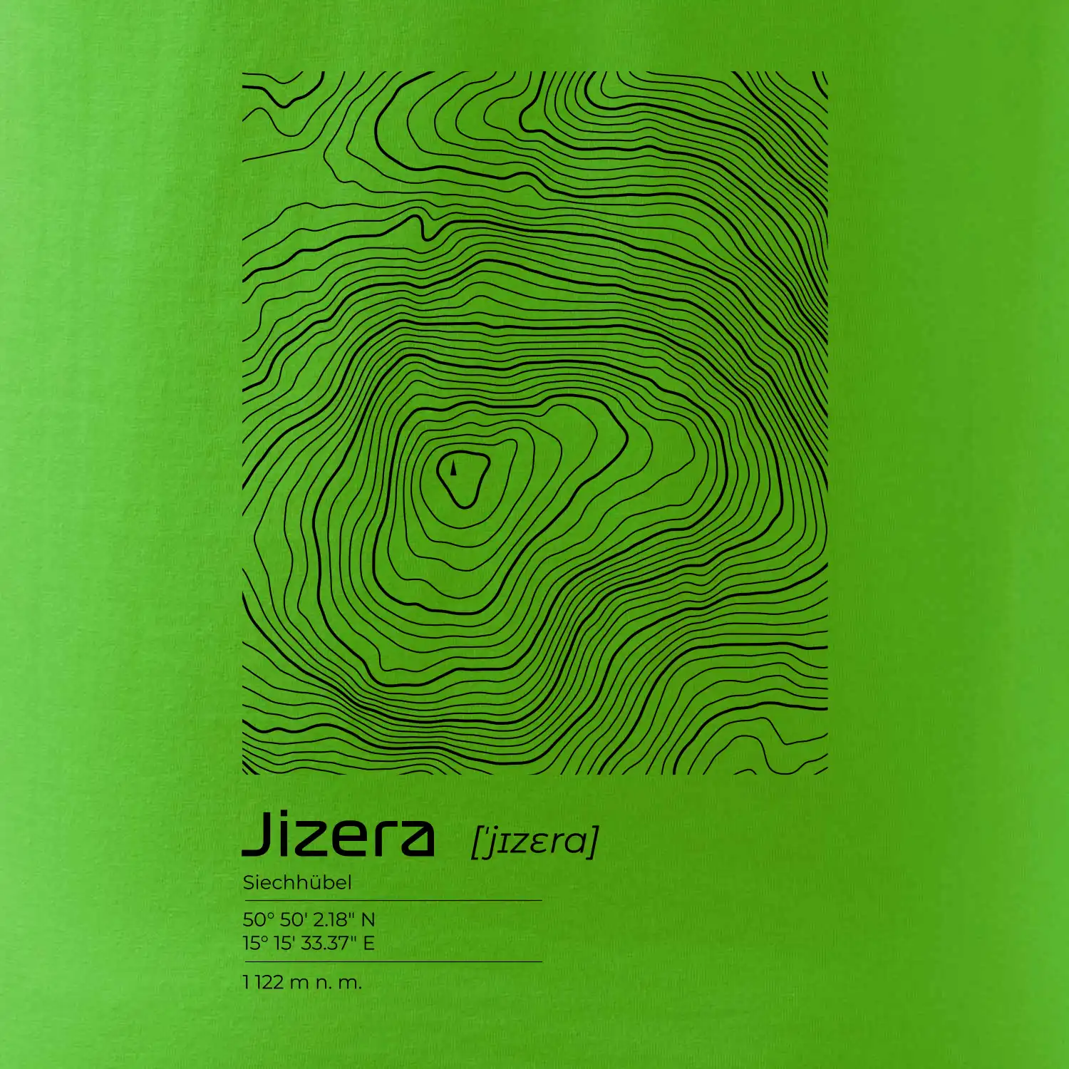 Jizera - vrstevnice v obdélníku