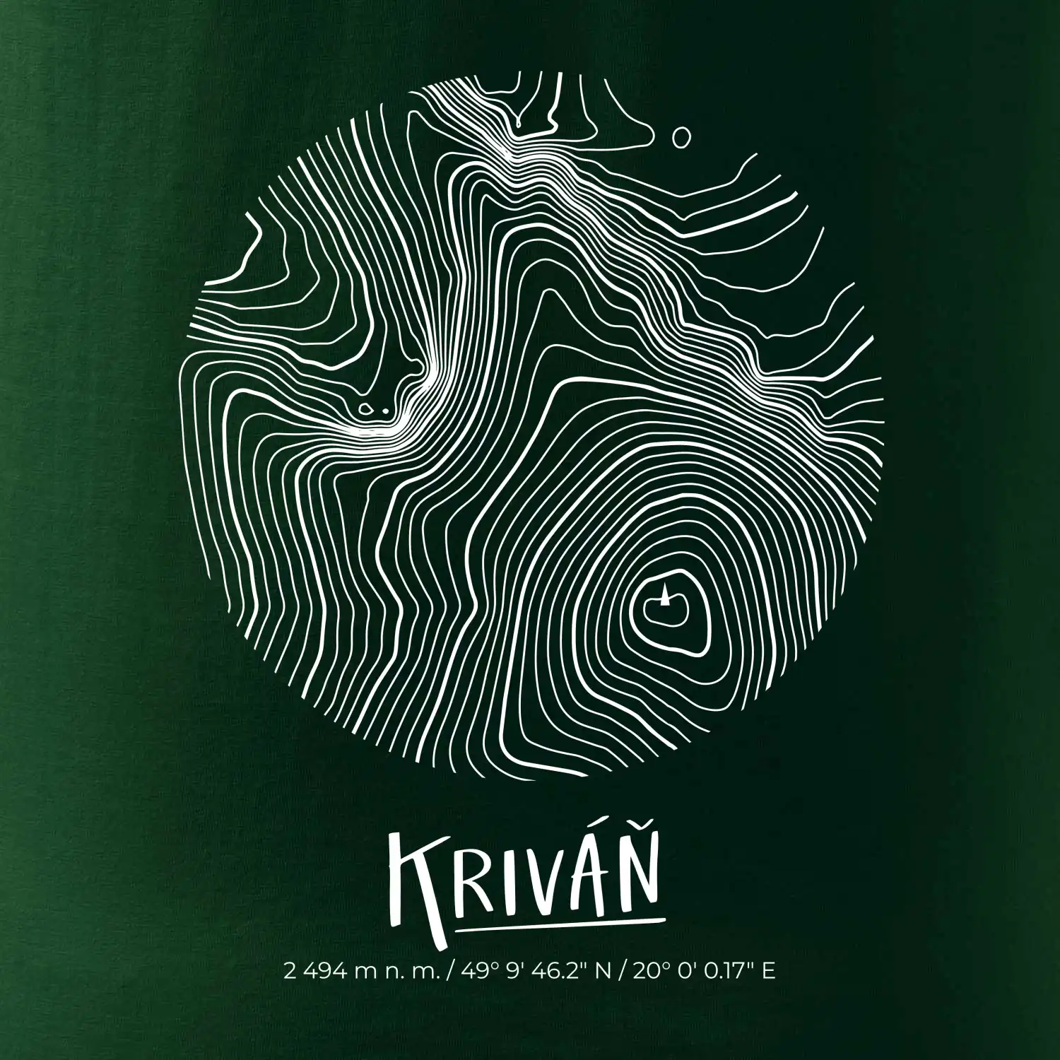 Kriváň - vrstevnice v kruhu