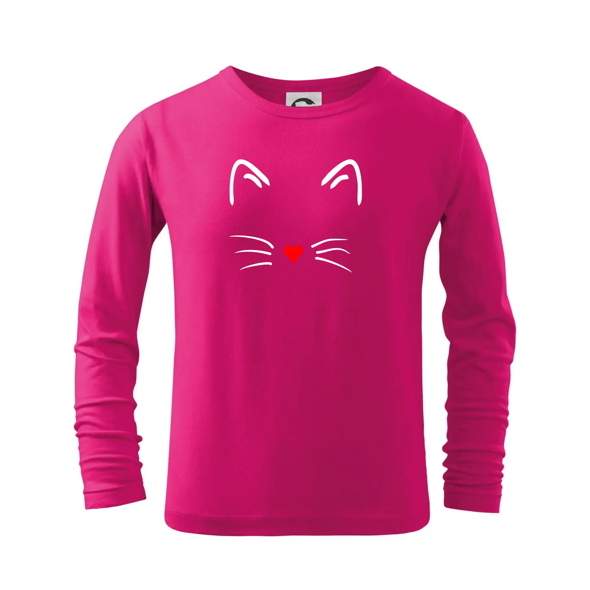 Vtipná tričká s mačkou - Mačka - srdce namiesto nosa - Tričko detské Long Sleeve