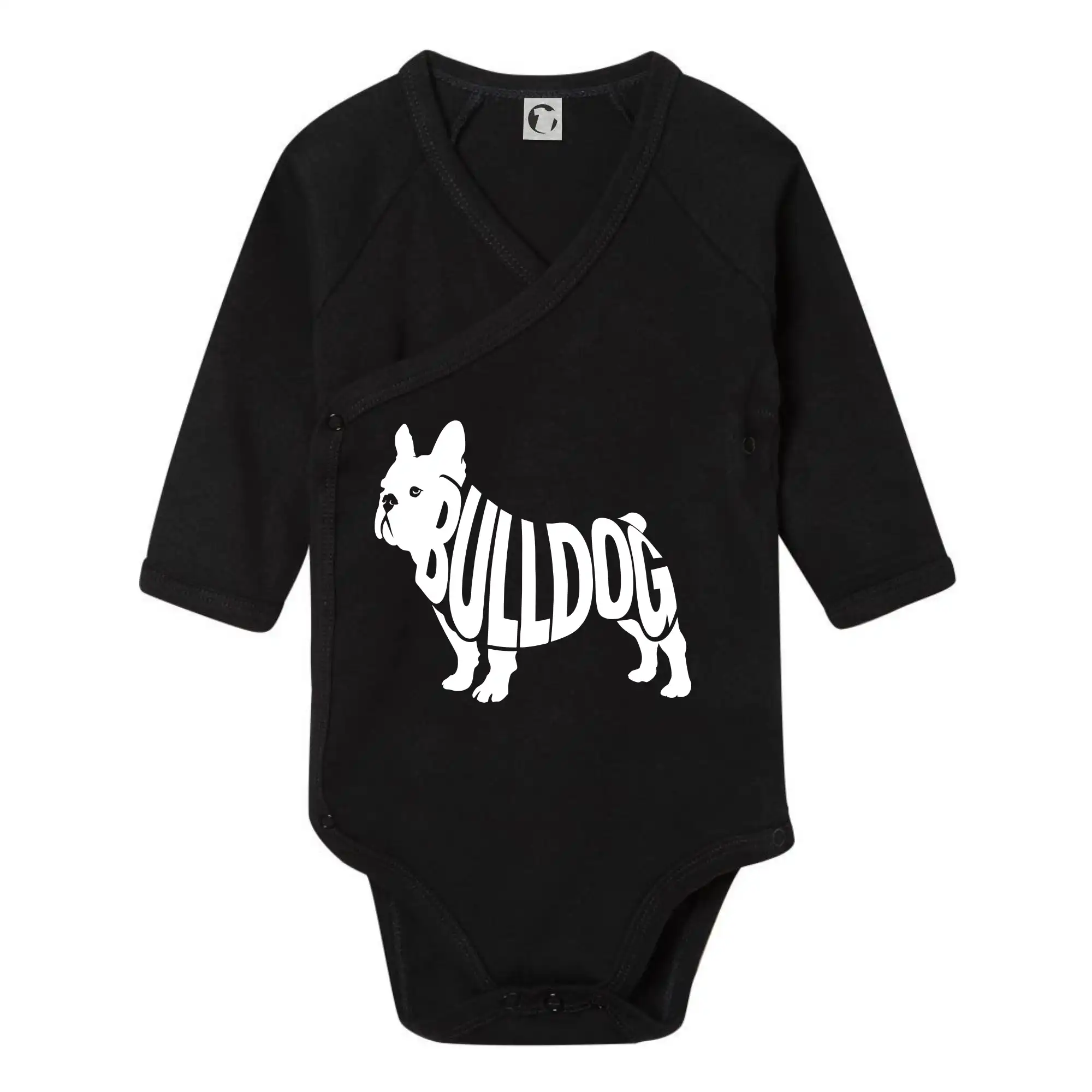 Ostatné psie plemená - Bulldog nápis v tele - Body zavinovacie s dlhým rukávom