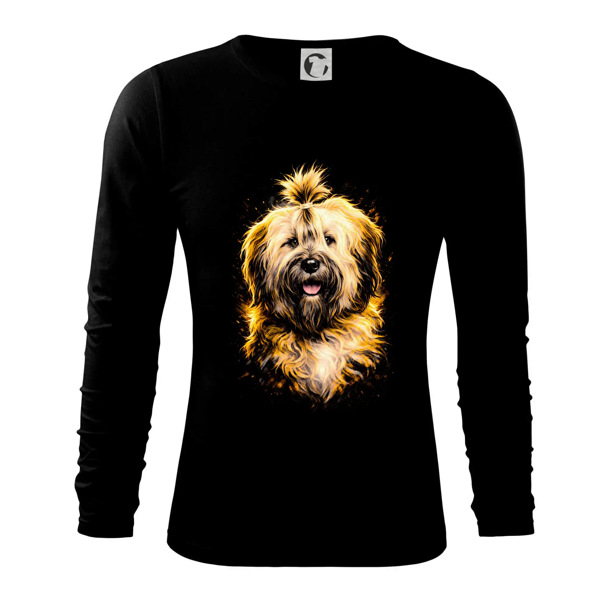 Ostatné psie plemená - Obrázok poltón tibetský teriér beží - Tričko s dlhým rukávom FIT-T long sleeve