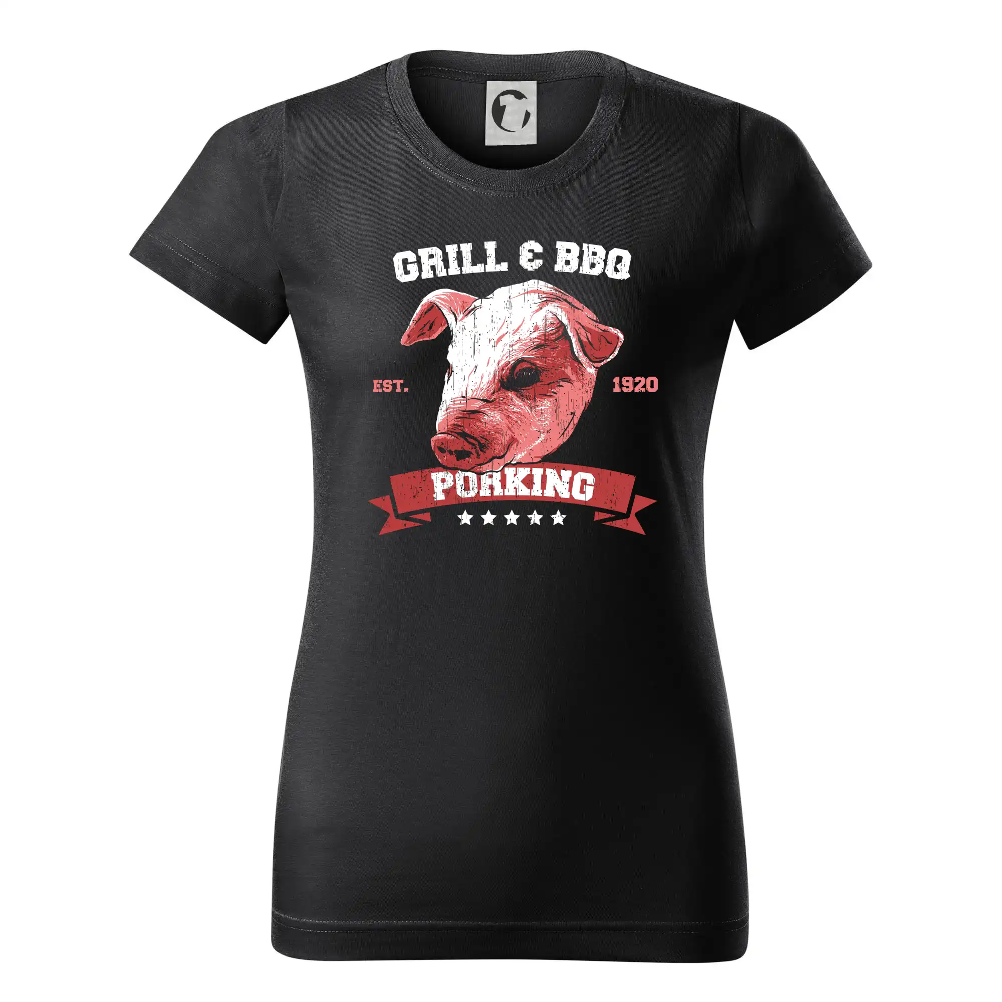 Tričká a zástery na grilovanie - Pig grill - Dámske tričko basic - ľahko voľnejšie a dlhšie