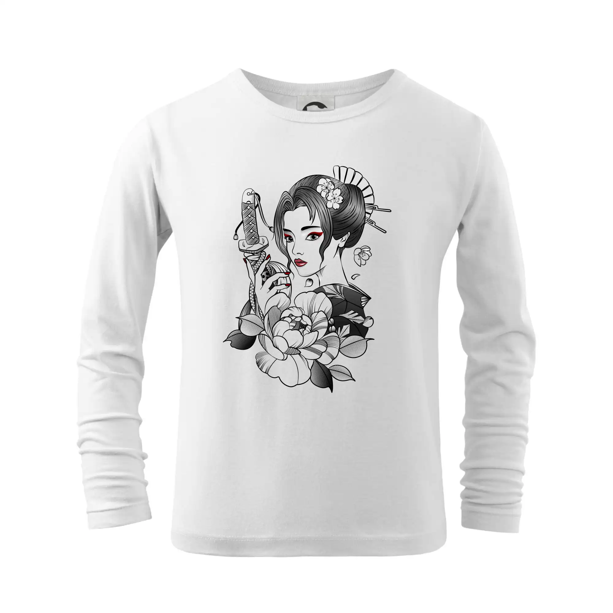 Tričká s japonskou tematikou - Japonsko - žena s červenými ústami - Tričko detské Long Sleeve