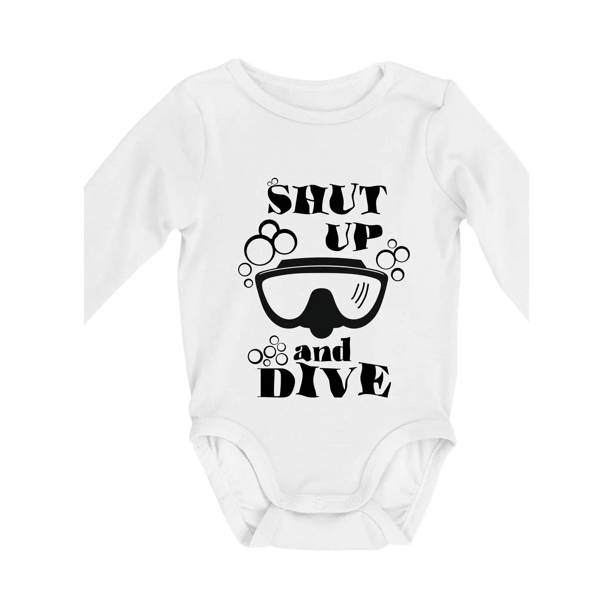 Potápačské tričká - Shut up and dive - Body dojčenské s dlhým rukávom