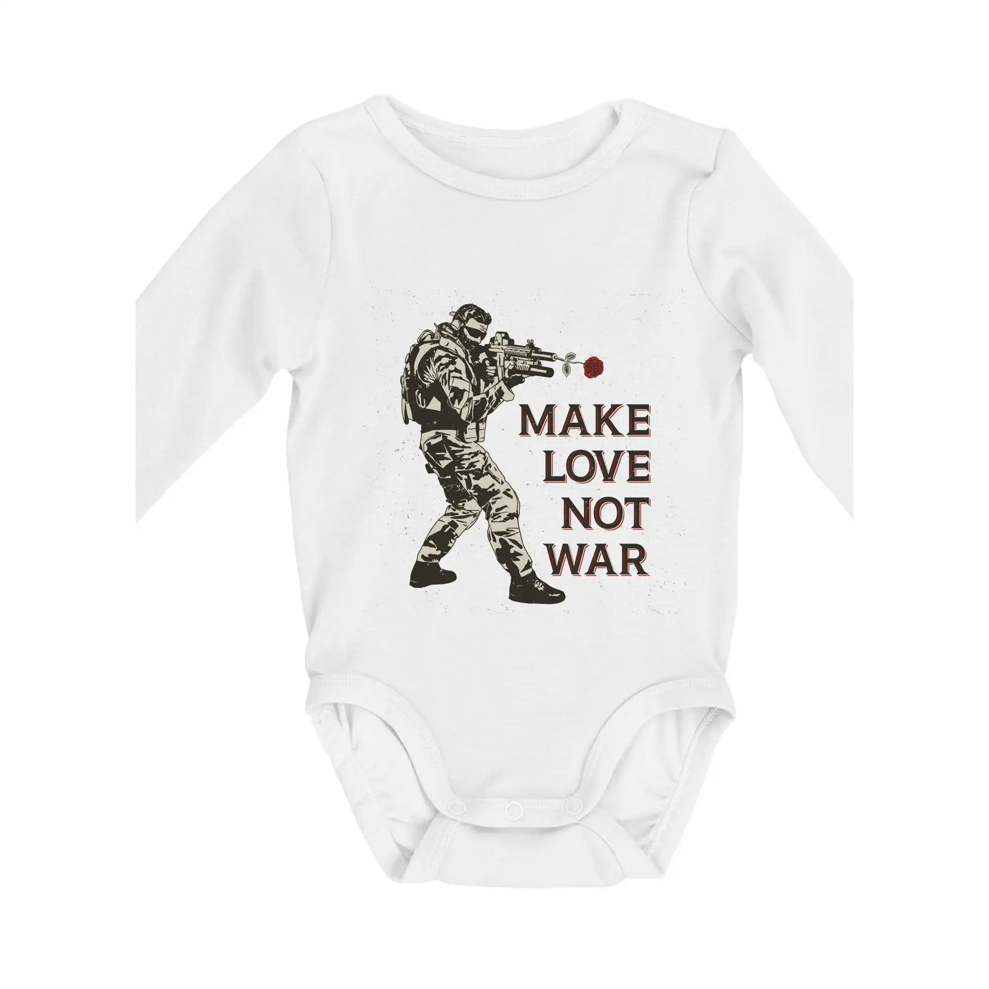 Tričká s vlajkou ukrajiny - Ruže v zbrani, make love not war - Body dojčenské s dlhým rukávom