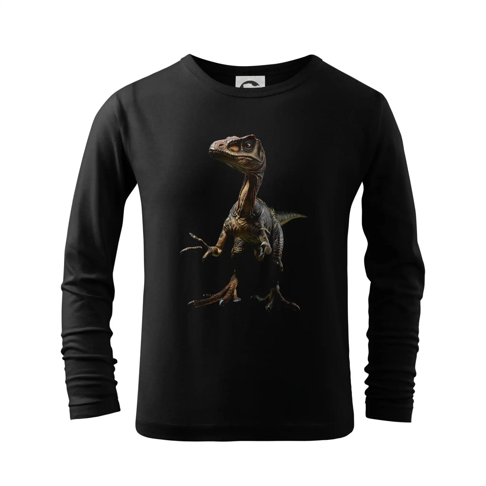 Tričká so zvieratami - Velociraptor čierna fotka - Tričko detské Long Sleeve