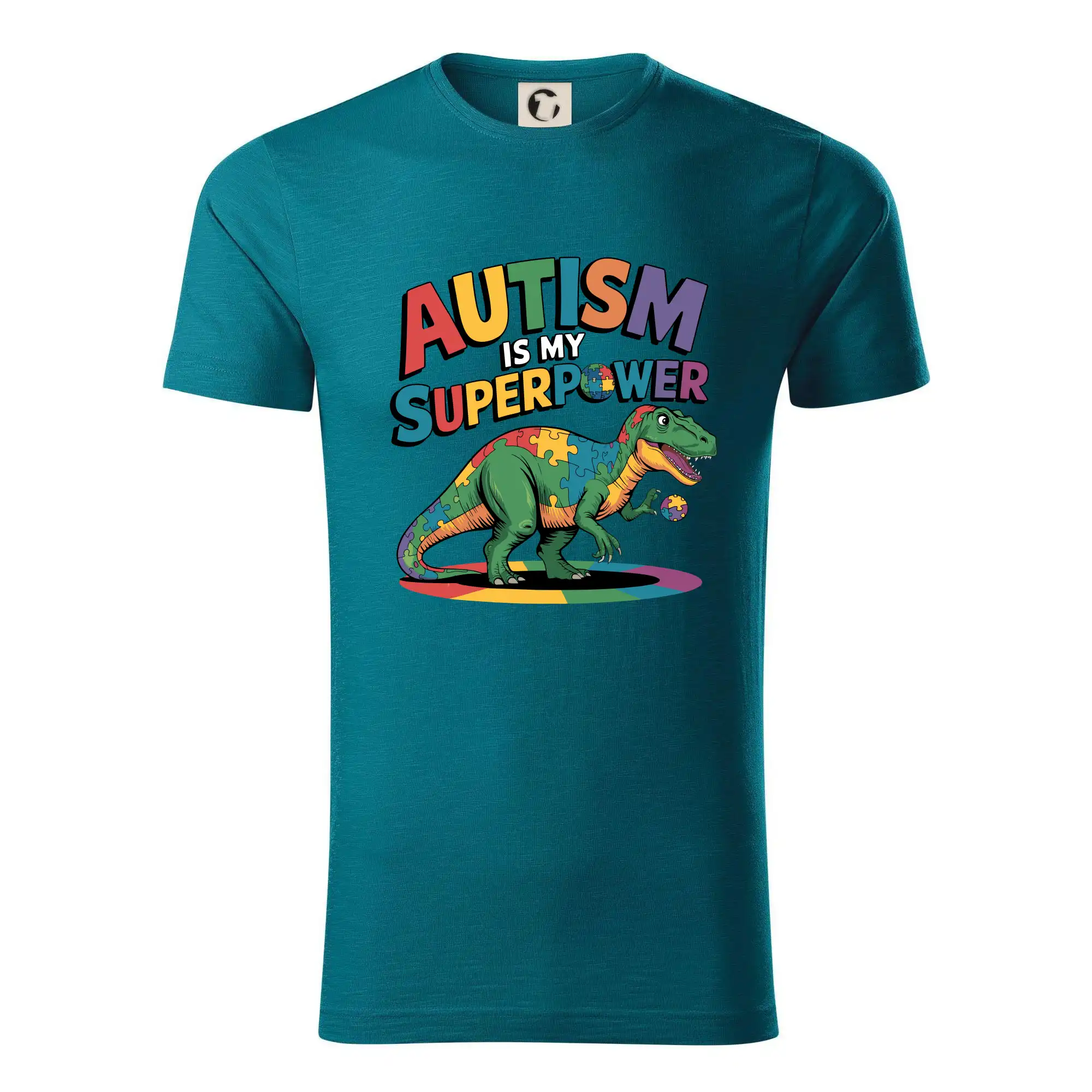 Tričká a mikiny pre autistov - Autism is my superpower dinosaurus - Tričko z organickej bavlny