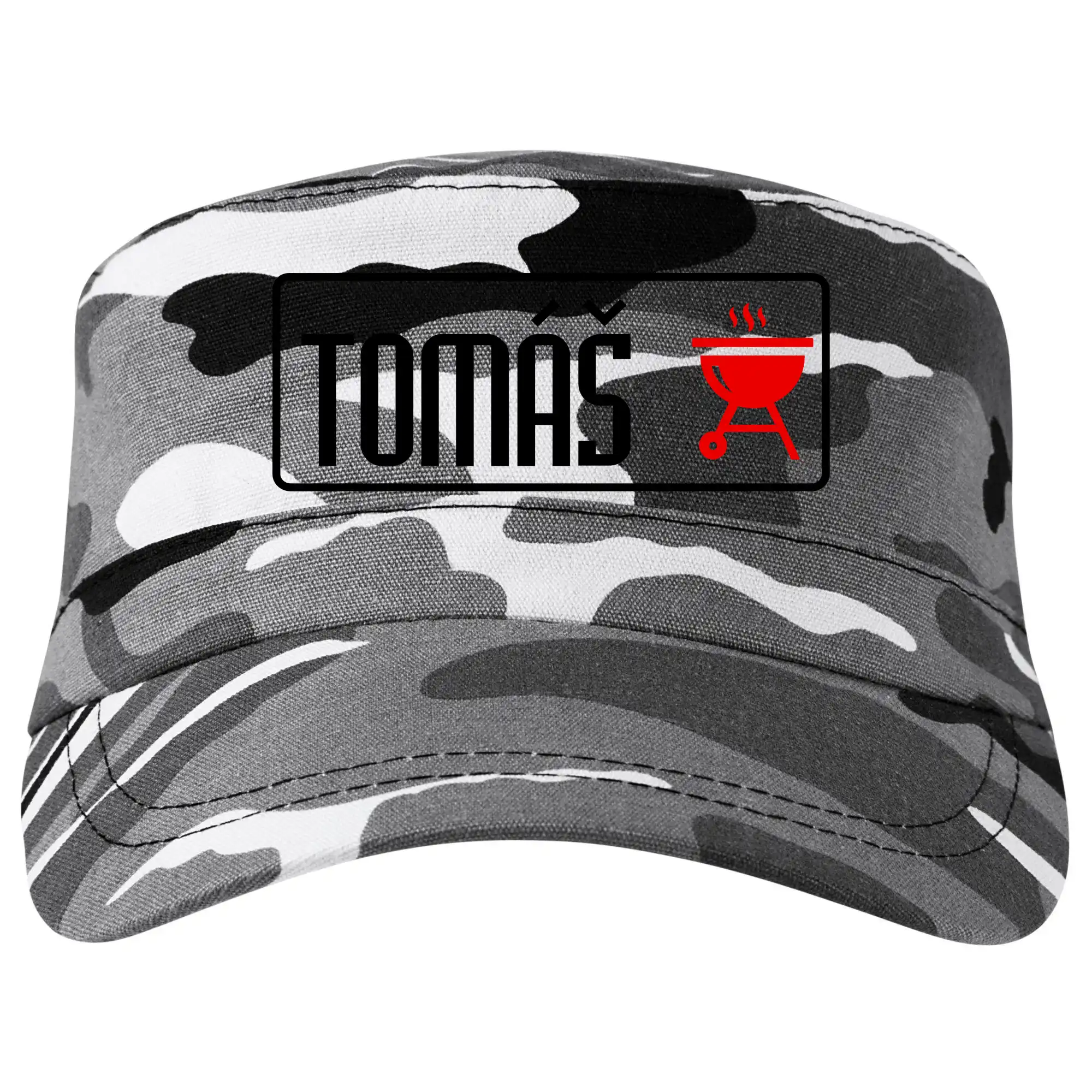 Tričká a zástery na grilovanie - Tričko na grilovanie s vlastným menom - Šiltovka CAMO