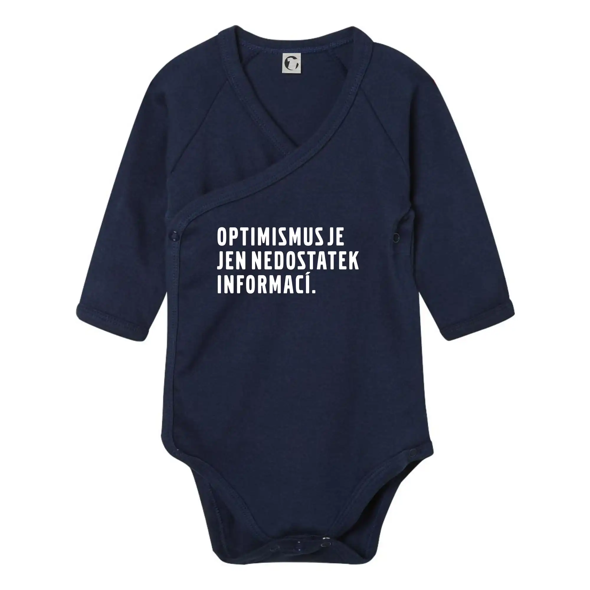 Tričká na párty - Citát - Optimismus je jen nedostatek informací - Body zavinovacie s dlhým rukávom