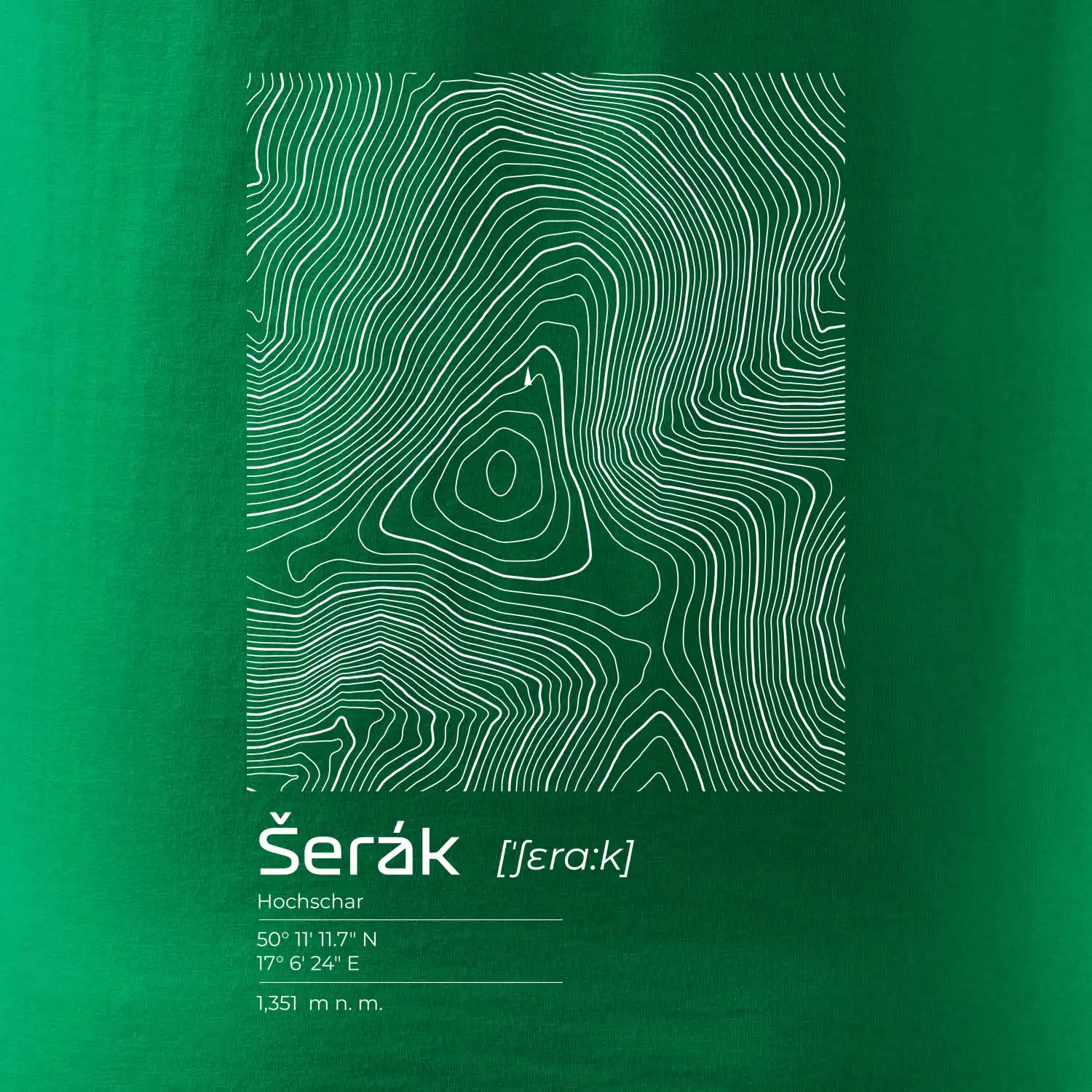 Šerák - vrstevnice v obdélníku