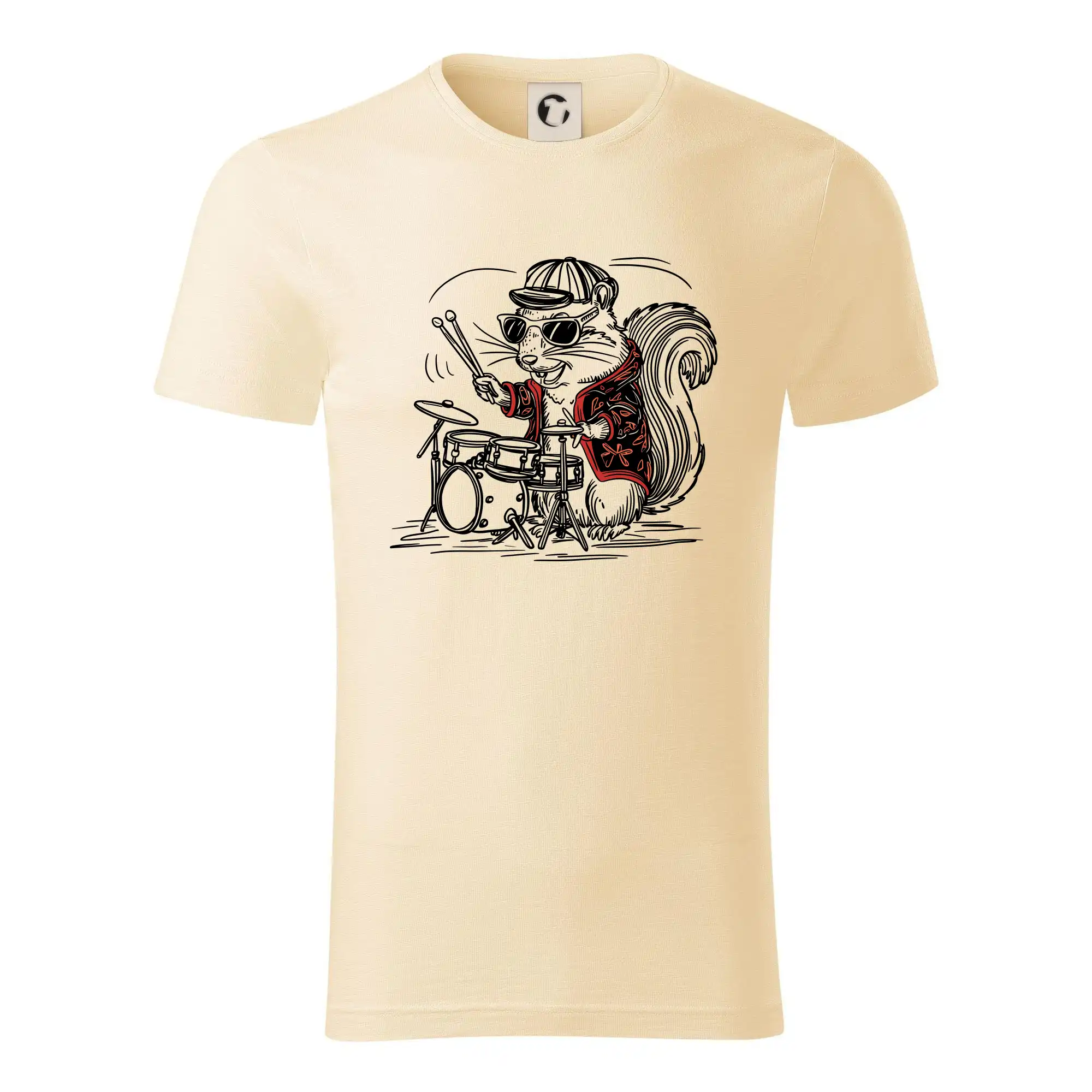 Squirrel playing drums - Tričko z organickej bavlny