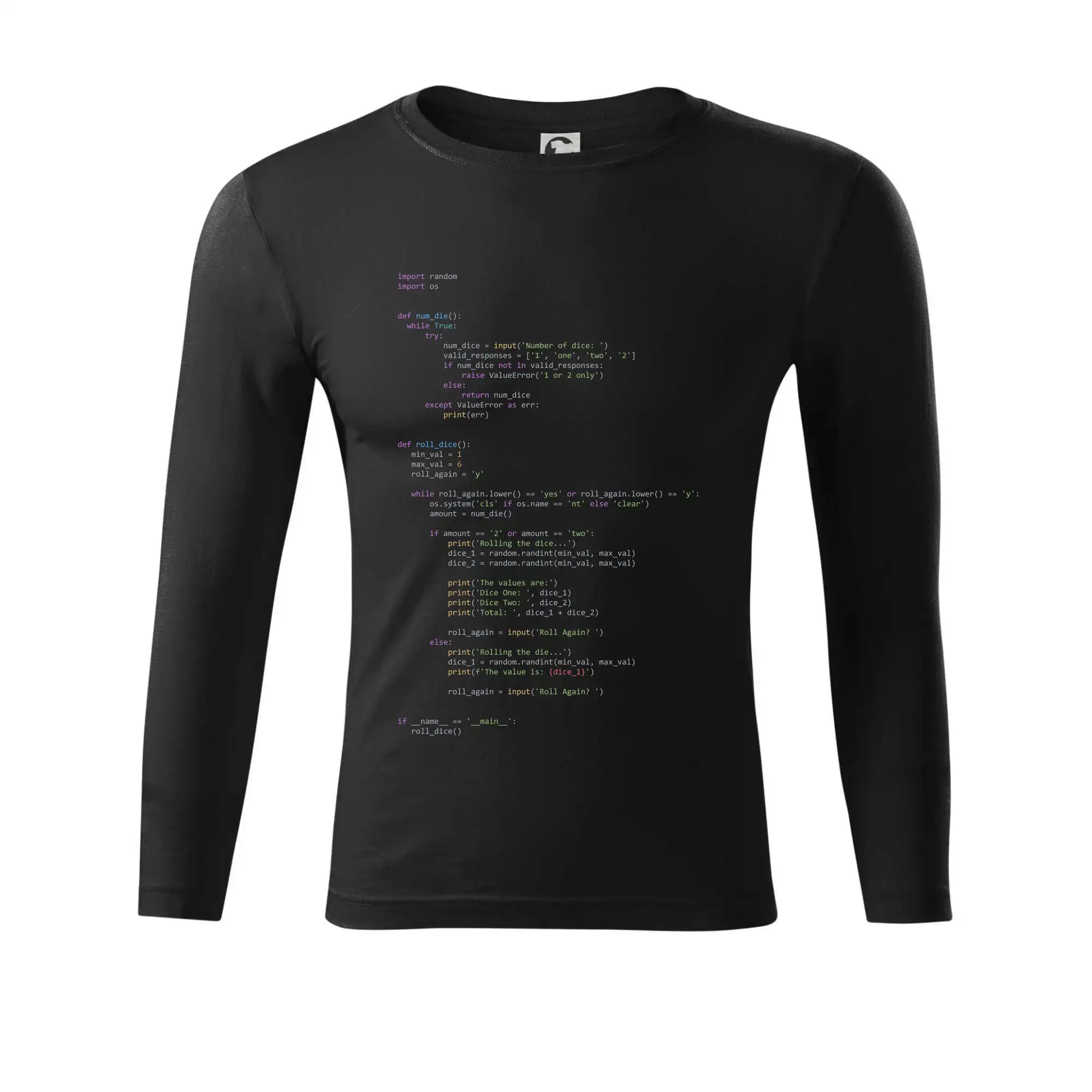 Tričká pre ajťákov - Python Generátor hodu kockou - Tričko Progress s dlhým rukávom