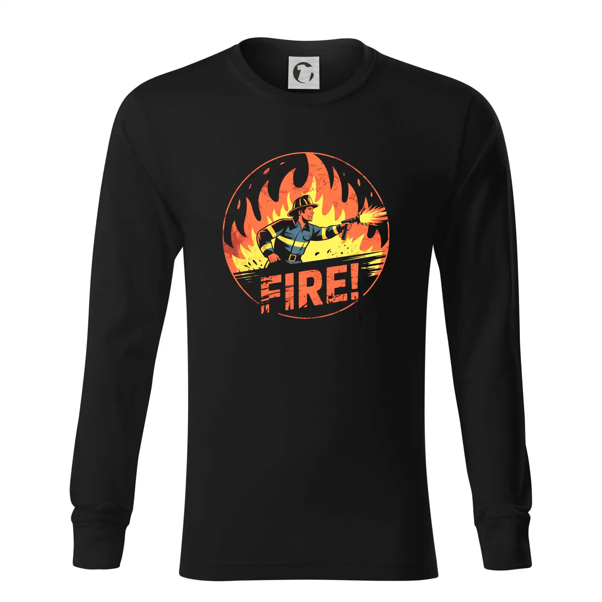 Originálne tričká pre hasičov - Logo okrúhle FIRE - Tričko s dlhým rukávom LS R05