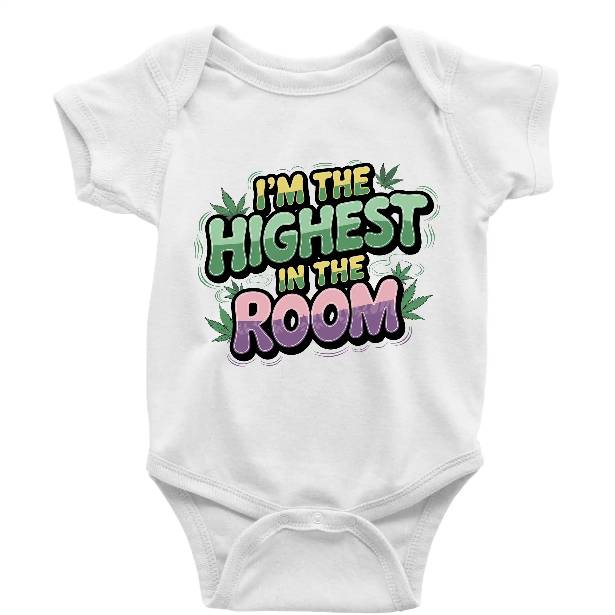 Tričká pre pohodový ľudí - Marihuana - Iam the highest in the room - Body dojčenské s krátkym rukávom
